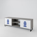 POLISH FOLK ART 2-Door TV Stand in Grey Finish
