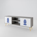 POLISH FOLK ART 2-Door TV Stand in Grey Finish