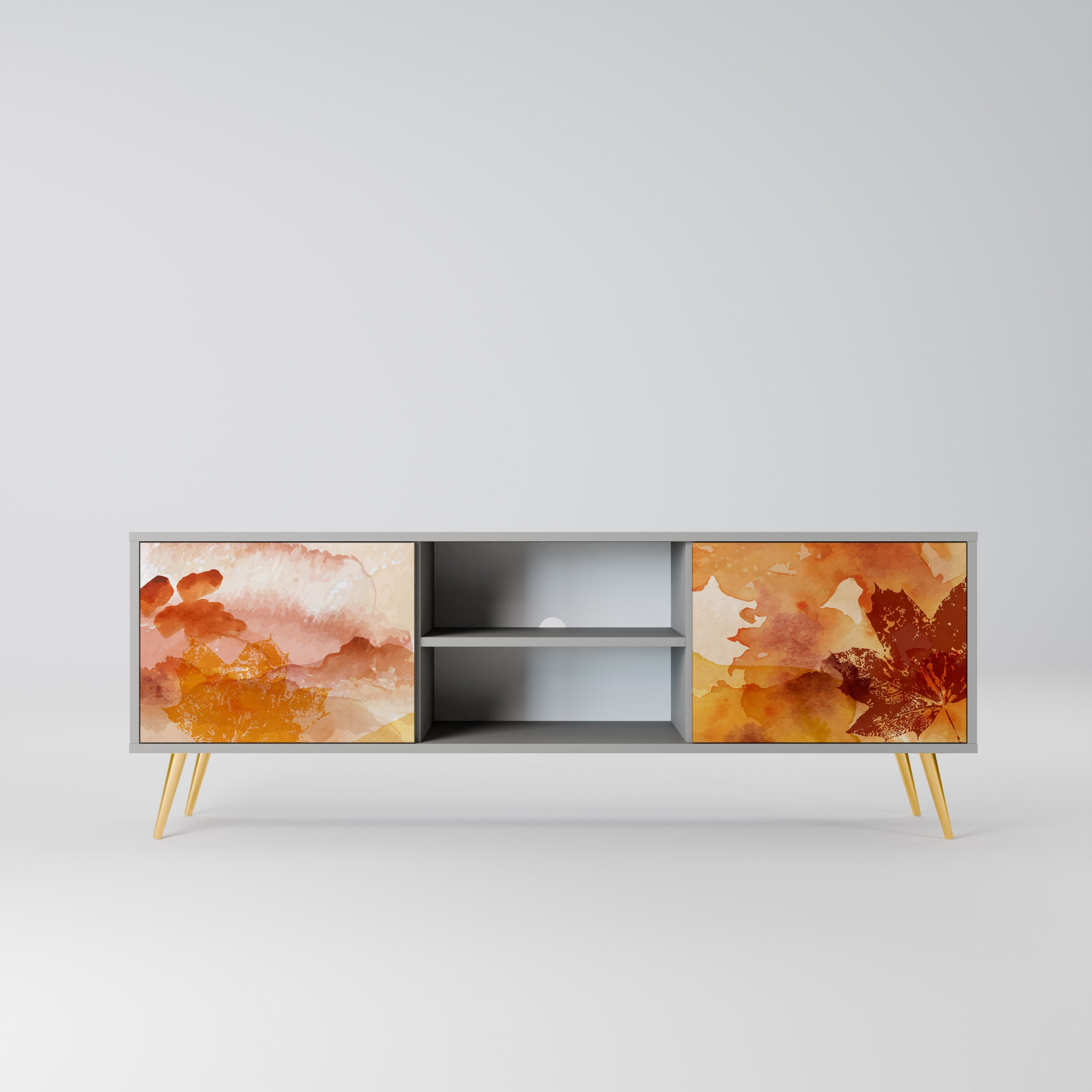 TRACES OF AUTUMN 2-Door TV Stand in Grey Finish