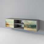 MORNING BY THE LAKE 2-Door TV Stand in Grey Finish