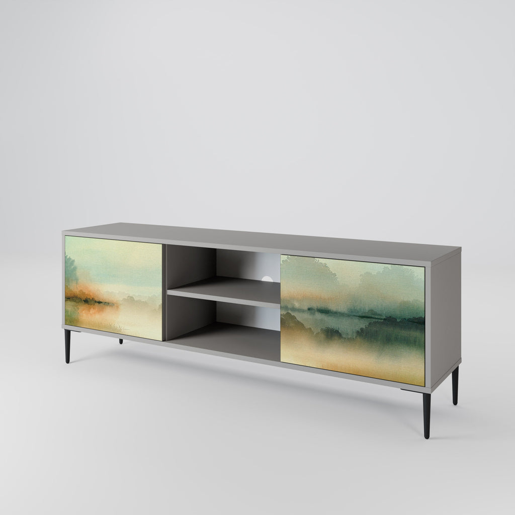 MORNING BY THE LAKE 2-Door TV Stand in Grey Finish
