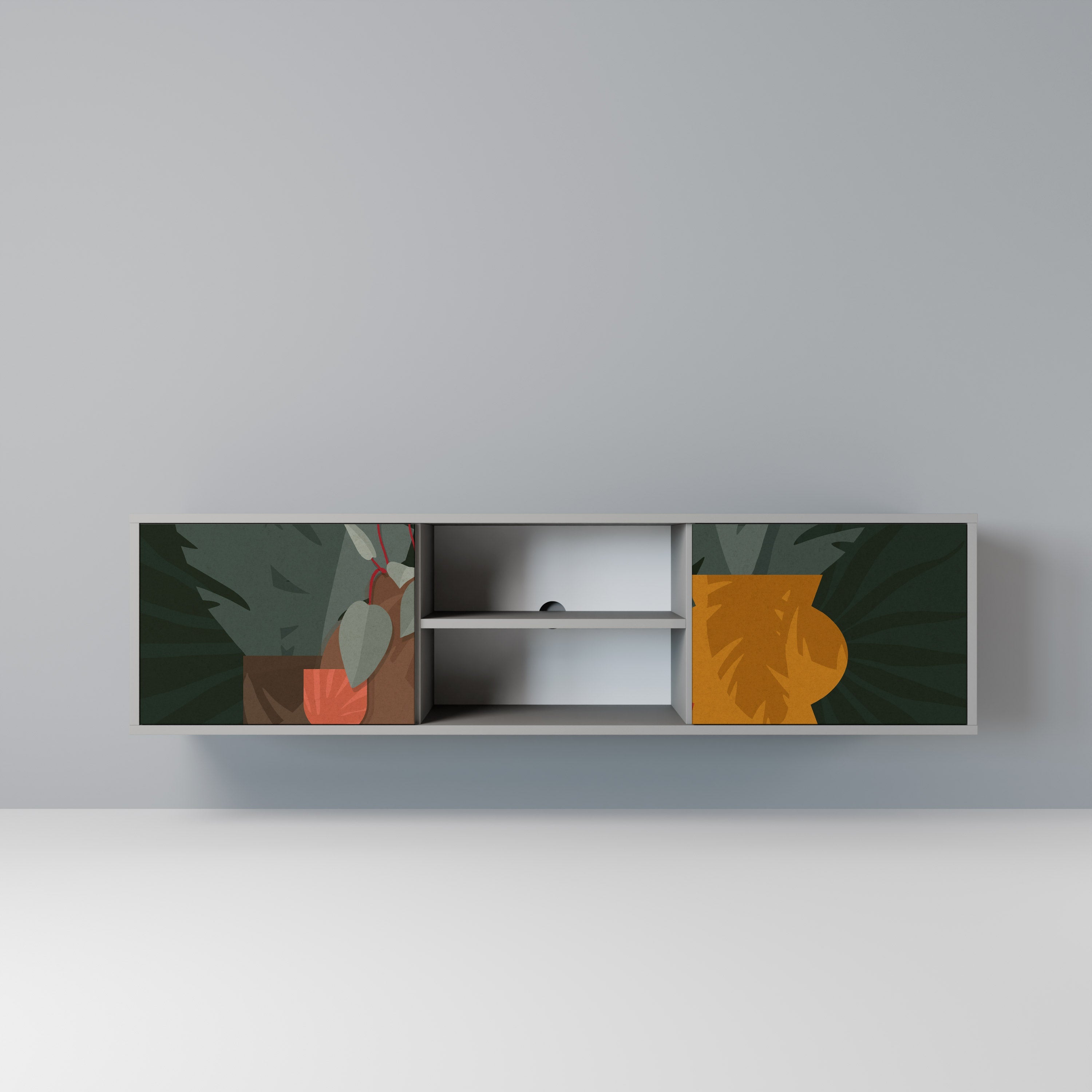 TROPICAL COMPOSITION 2-Door TV Stand in Grey Finish