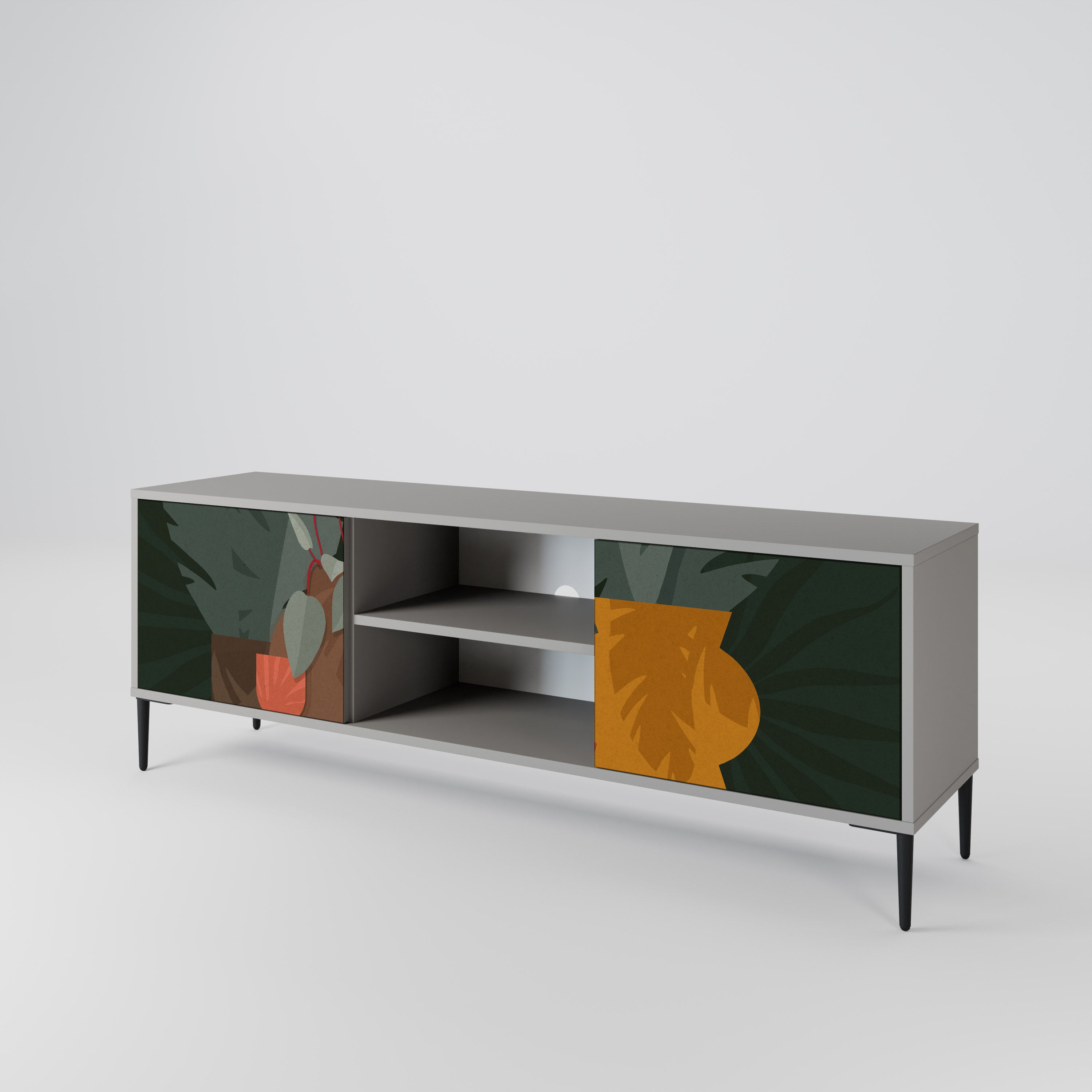 TROPICAL COMPOSITION 2-Door TV Stand in Grey Finish