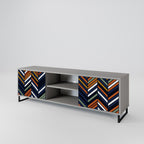 VIBRANT PATCHWORK 2-Door TV Stand in Grey Finish