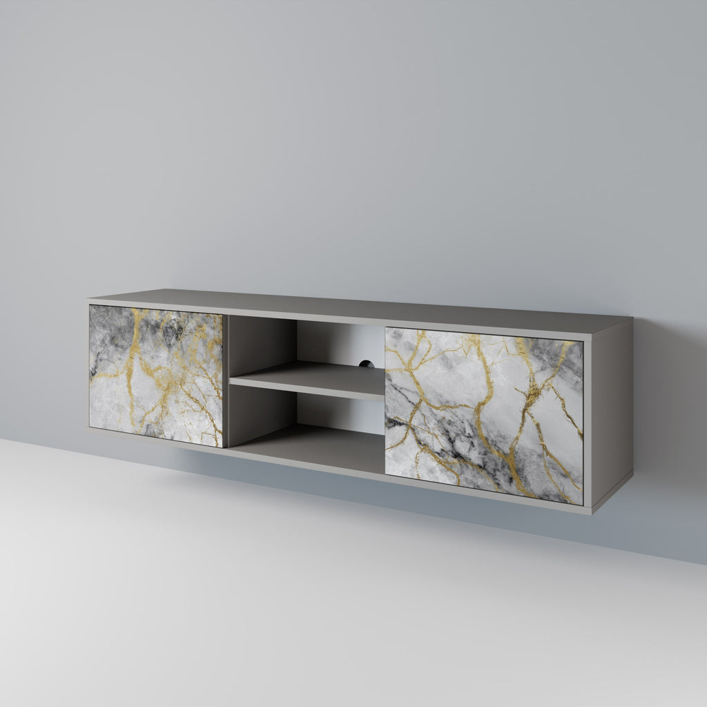 TIMELESS GLIDE 2-Door TV Stand in Grey Finish