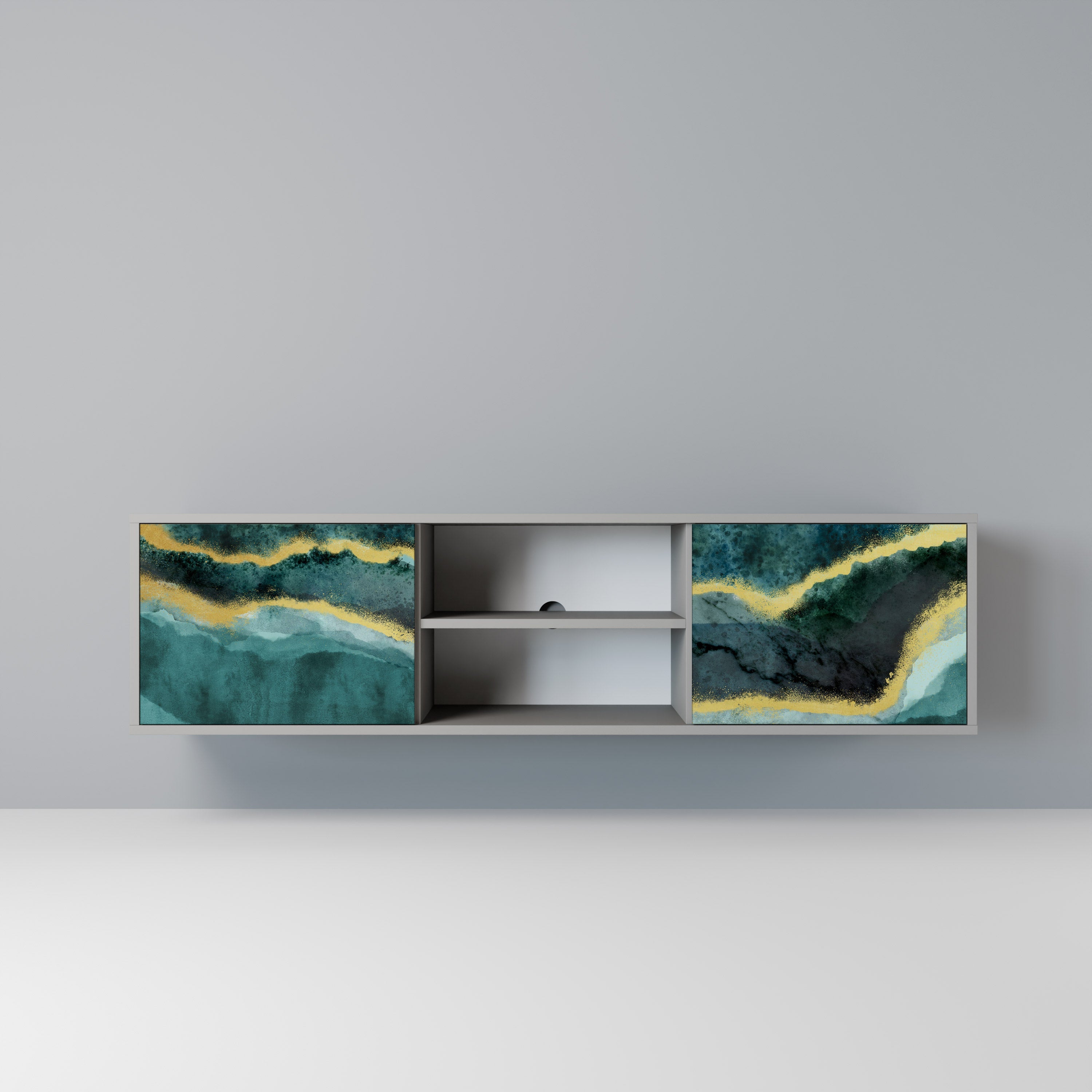 GOLDRUSH ODYSSEY 2-Door TV Stand in Grey Finish