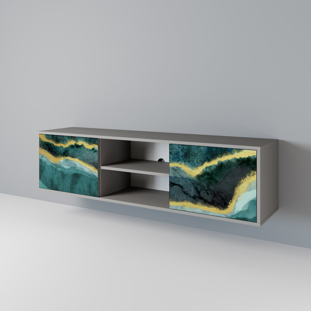 GOLDRUSH ODYSSEY 2-Door TV Stand in Grey Finish