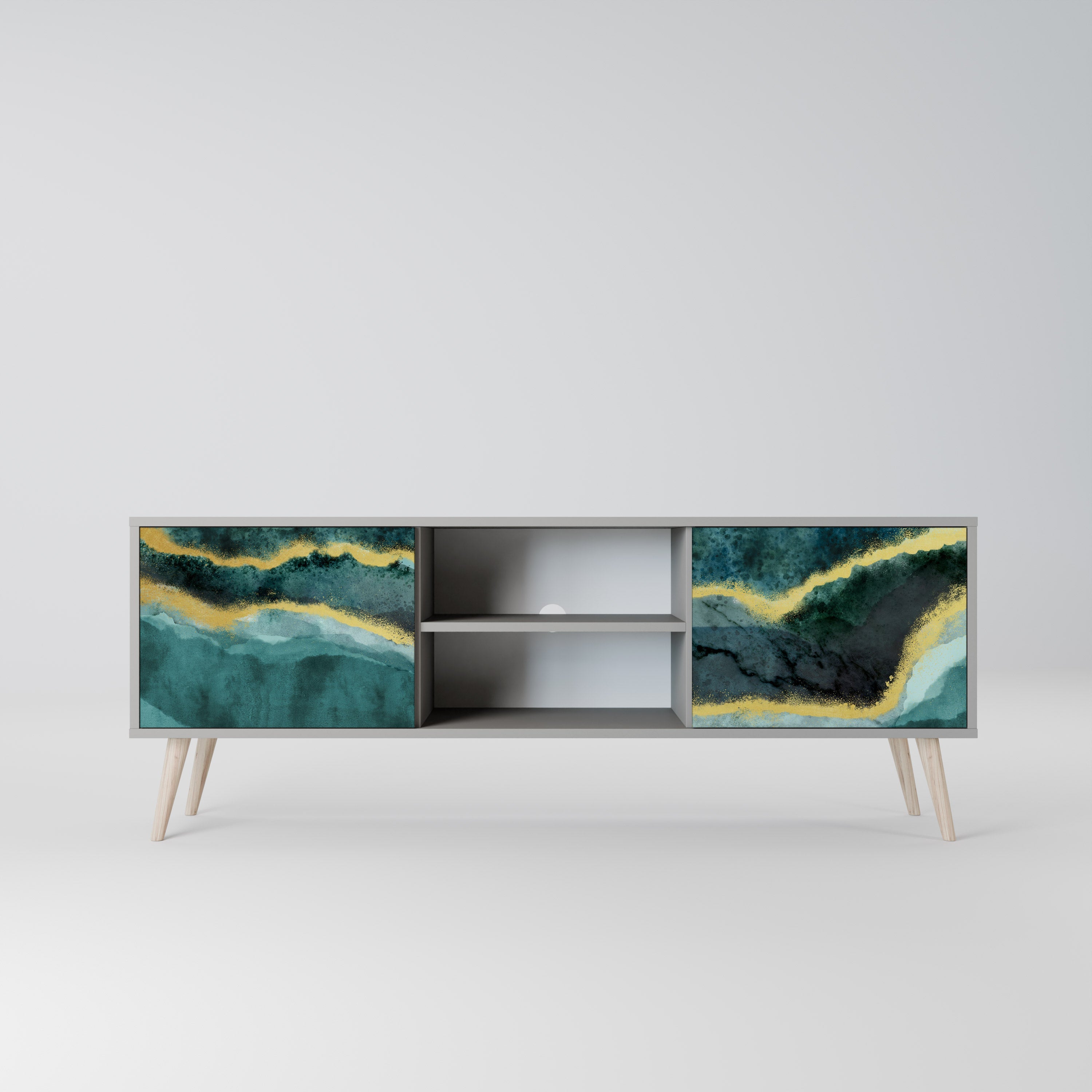 GOLDRUSH ODYSSEY 2-Door TV Stand in Grey Finish