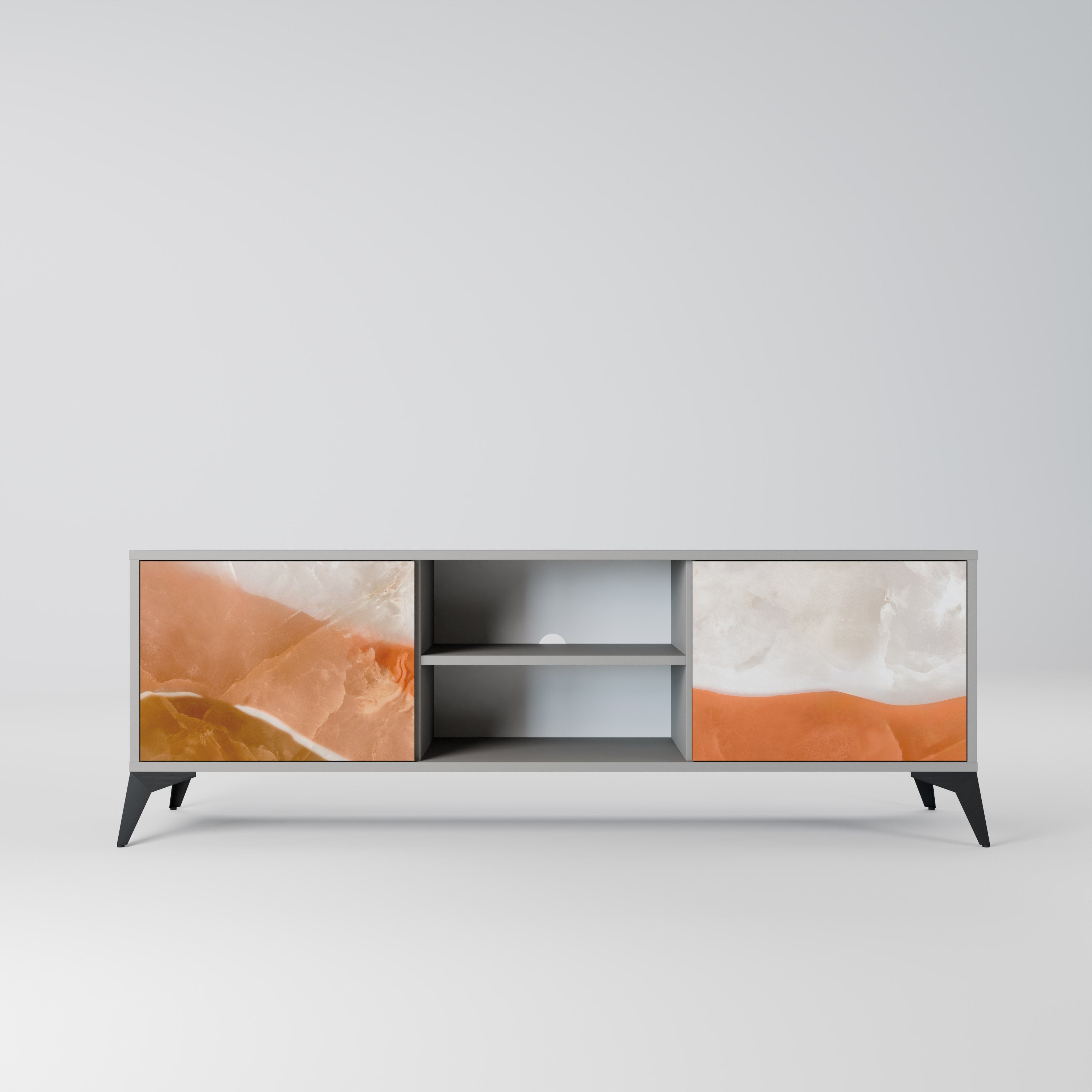 SANDHILLS SPLENDOUR 2-Door TV Stand in Grey Finish