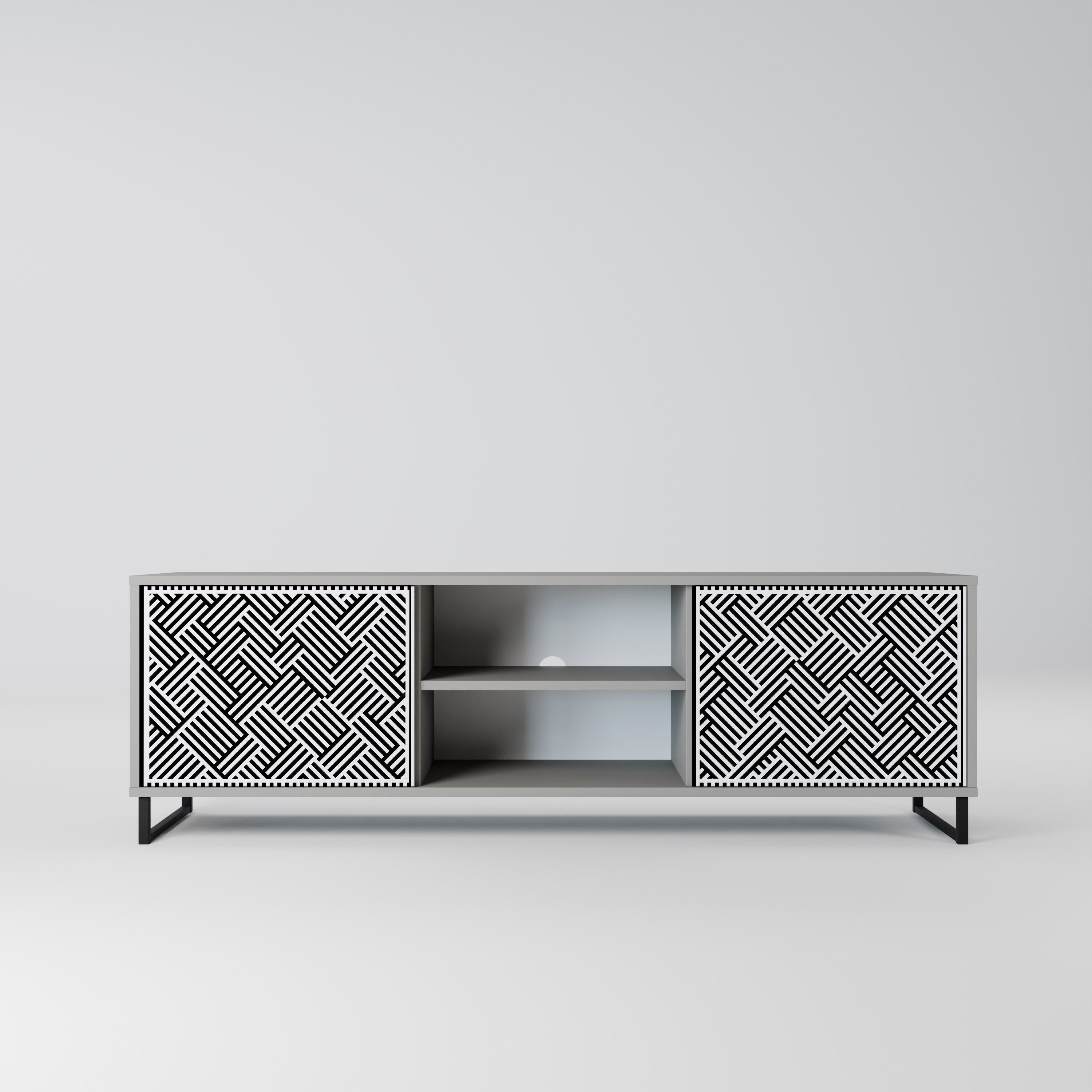 TEMPORARY SEQUENCE 2-Door TV Stand in Grey Finish