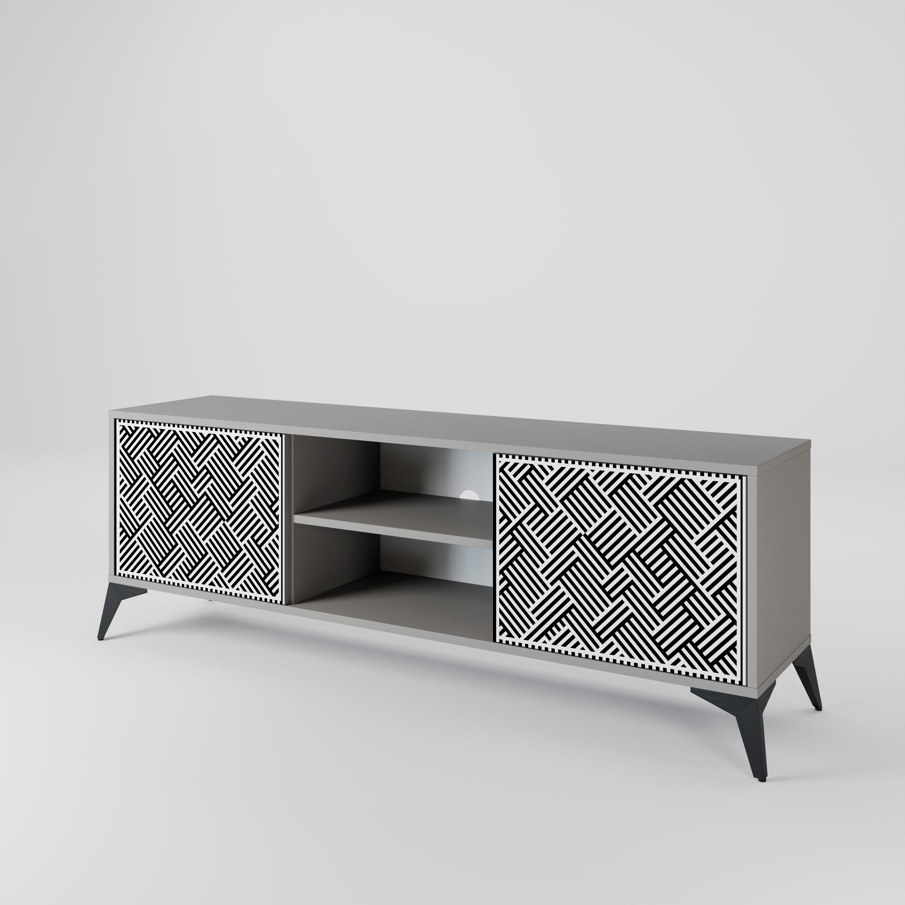 TEMPORARY SEQUENCE 2-Door TV Stand in Grey Finish