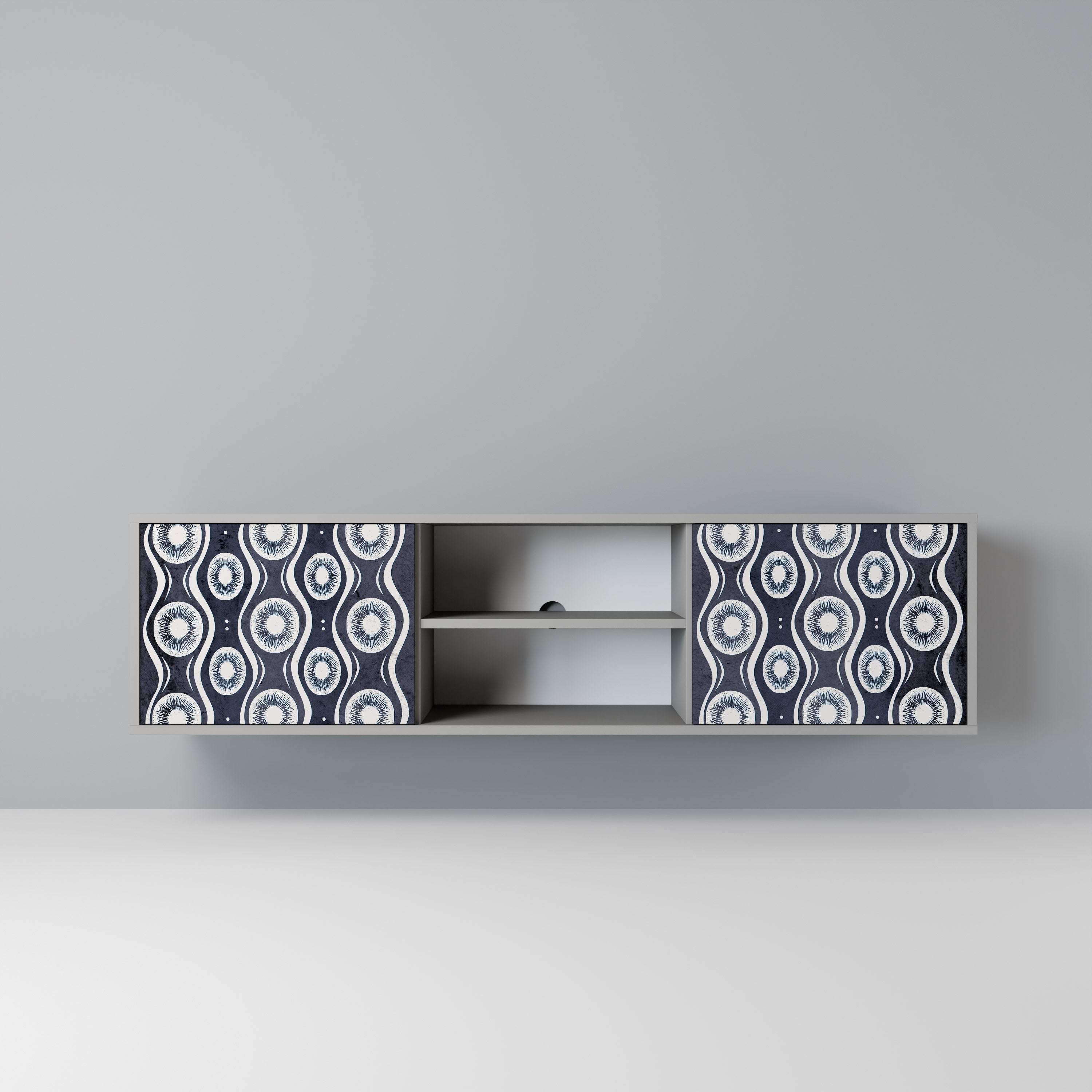 GRAPHITE EYES 2-Door TV Stand in Grey Finish