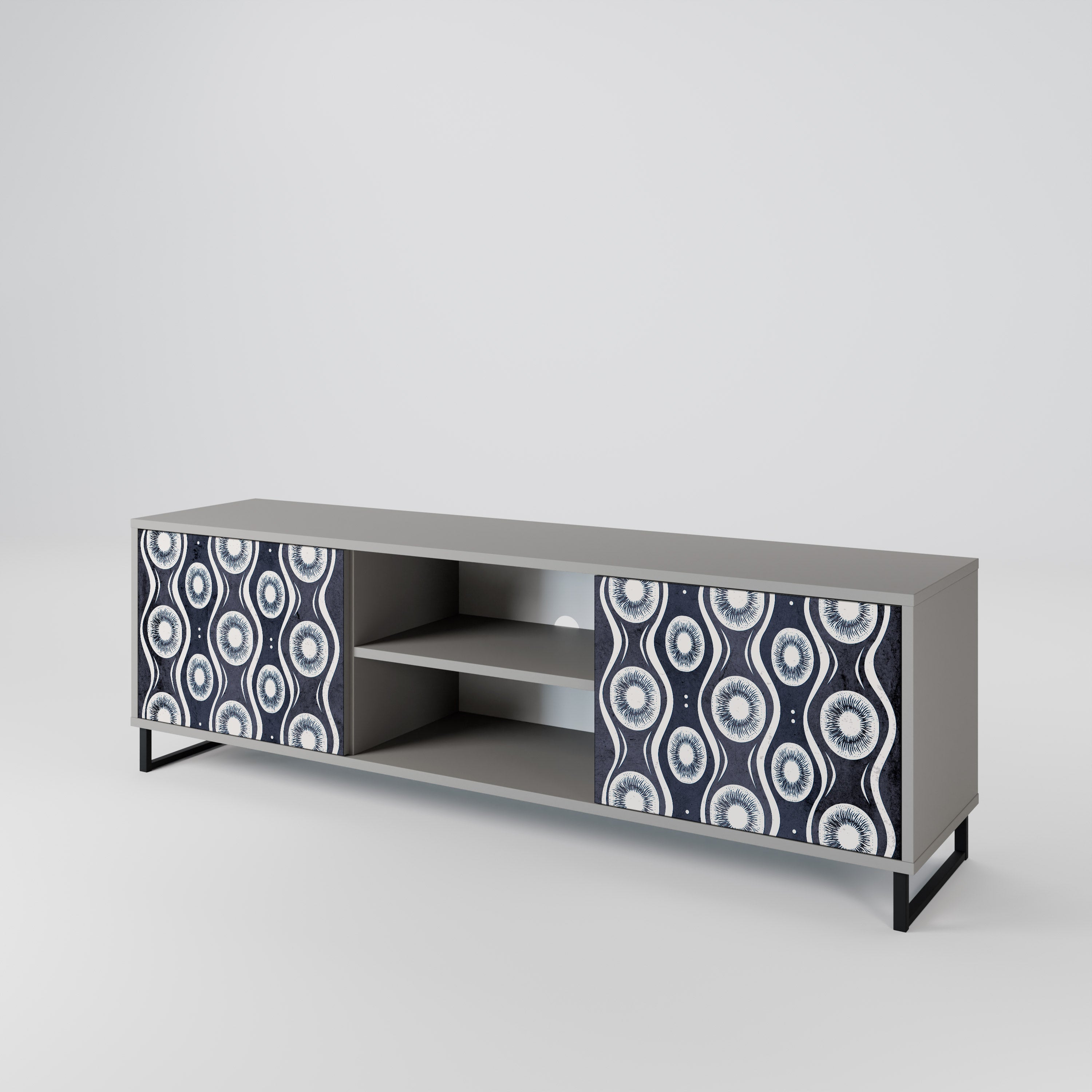 GRAPHITE EYES 2-Door TV Stand in Grey Finish