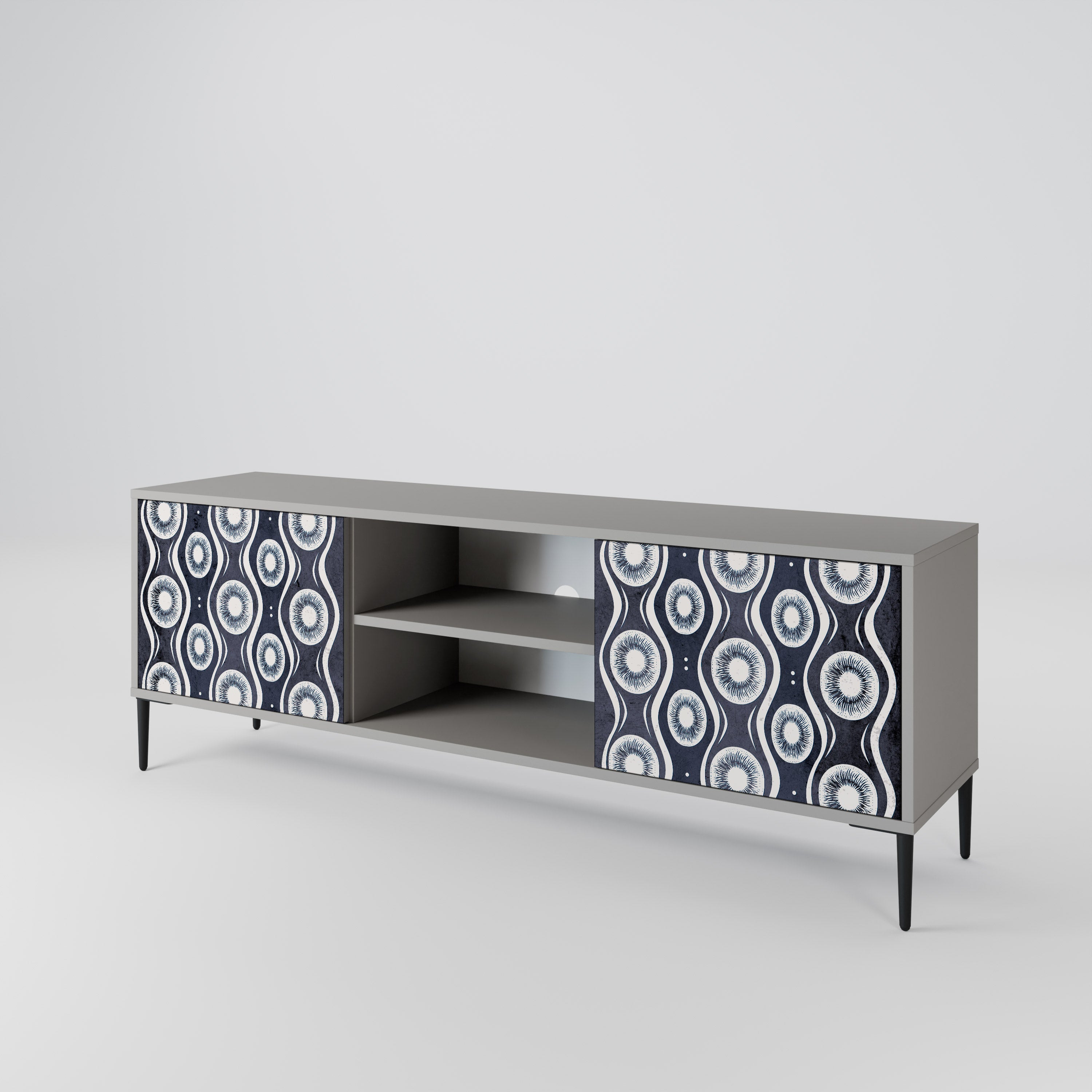 GRAPHITE EYES 2-Door TV Stand in Grey Finish