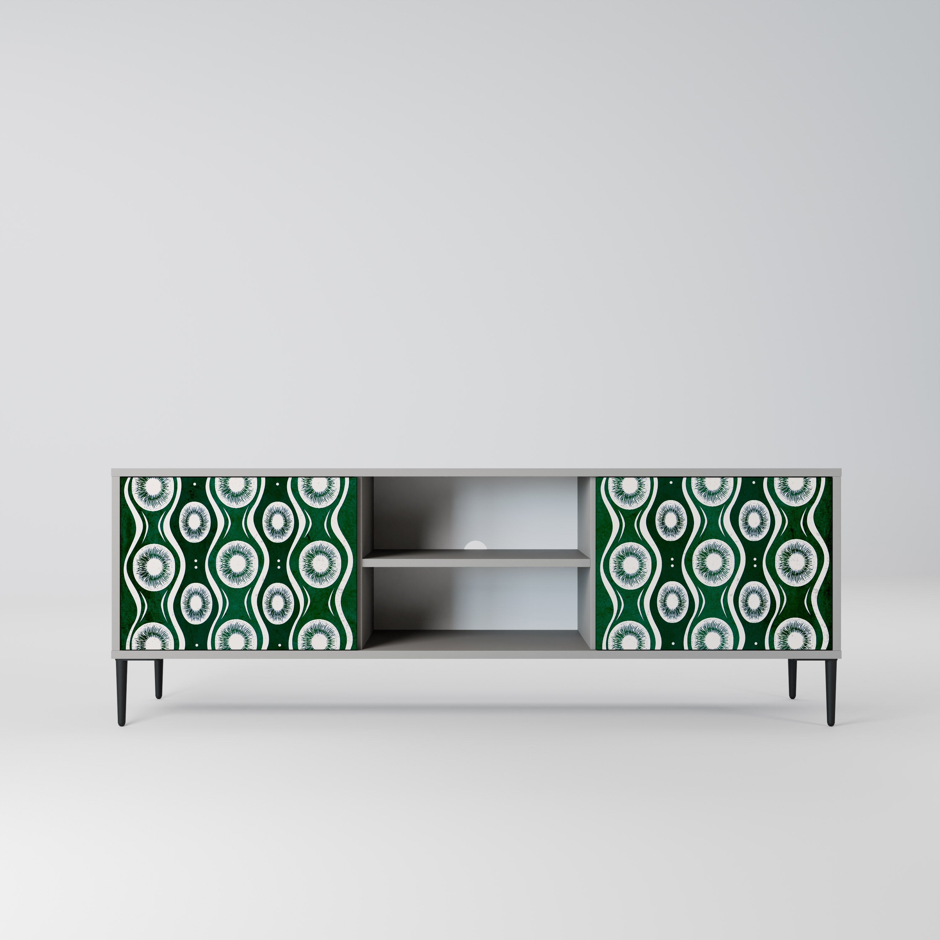 GREEN EYES 2-Door TV Stand in Grey Finish