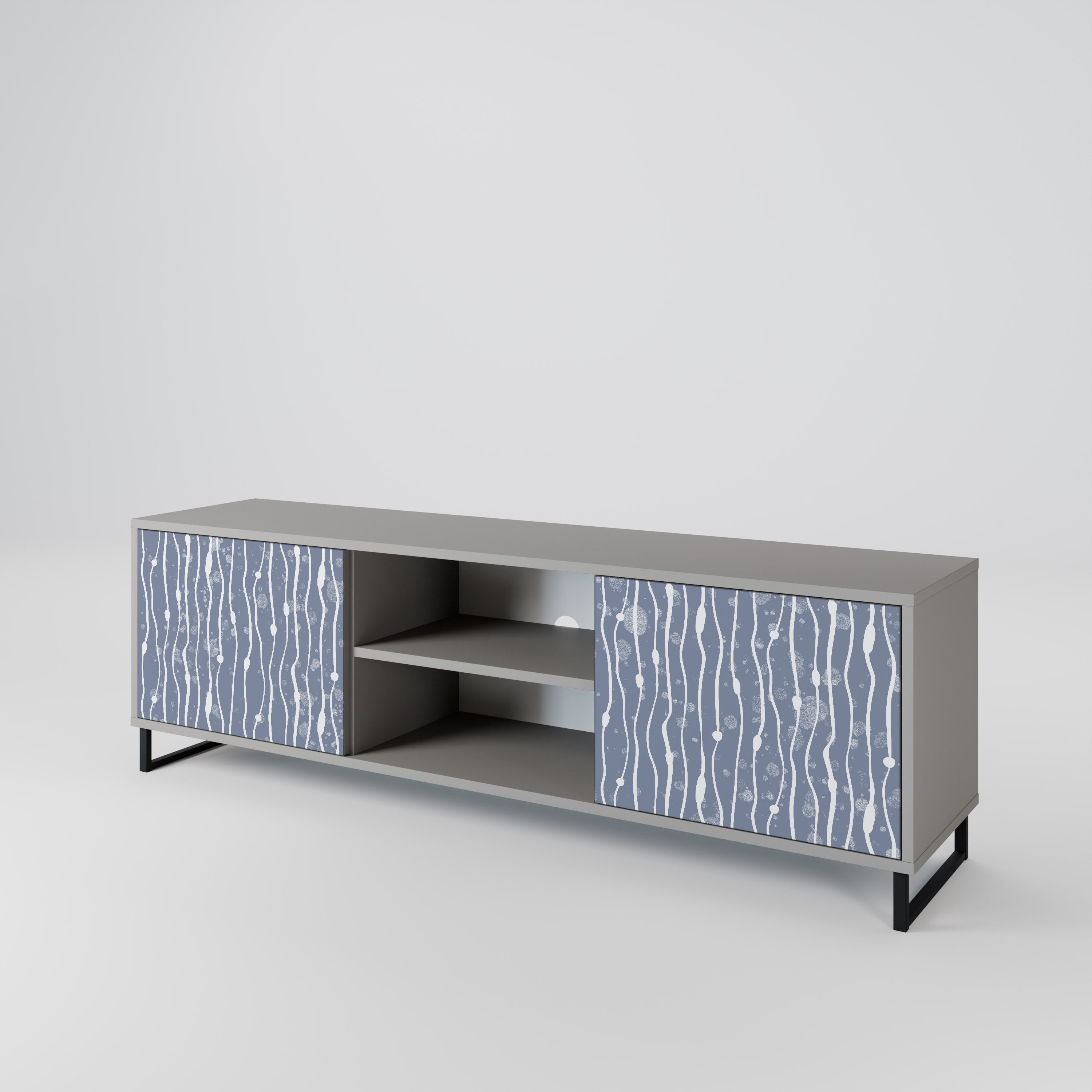 GRAPHITE RAIN 2-Door TV Stand in Grey Finish