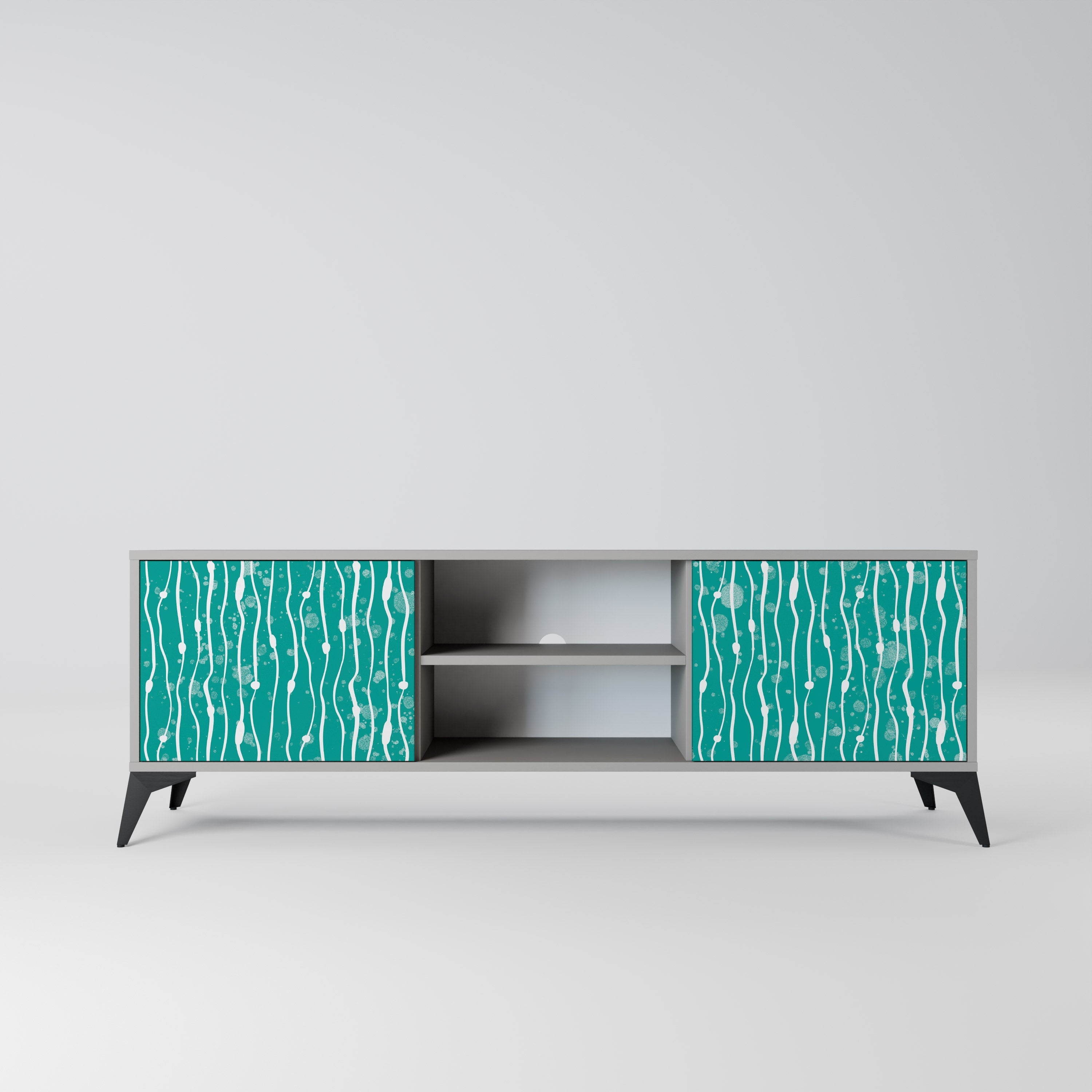 TURQUOISE RAIN 2-Door TV Stand in Grey Finish