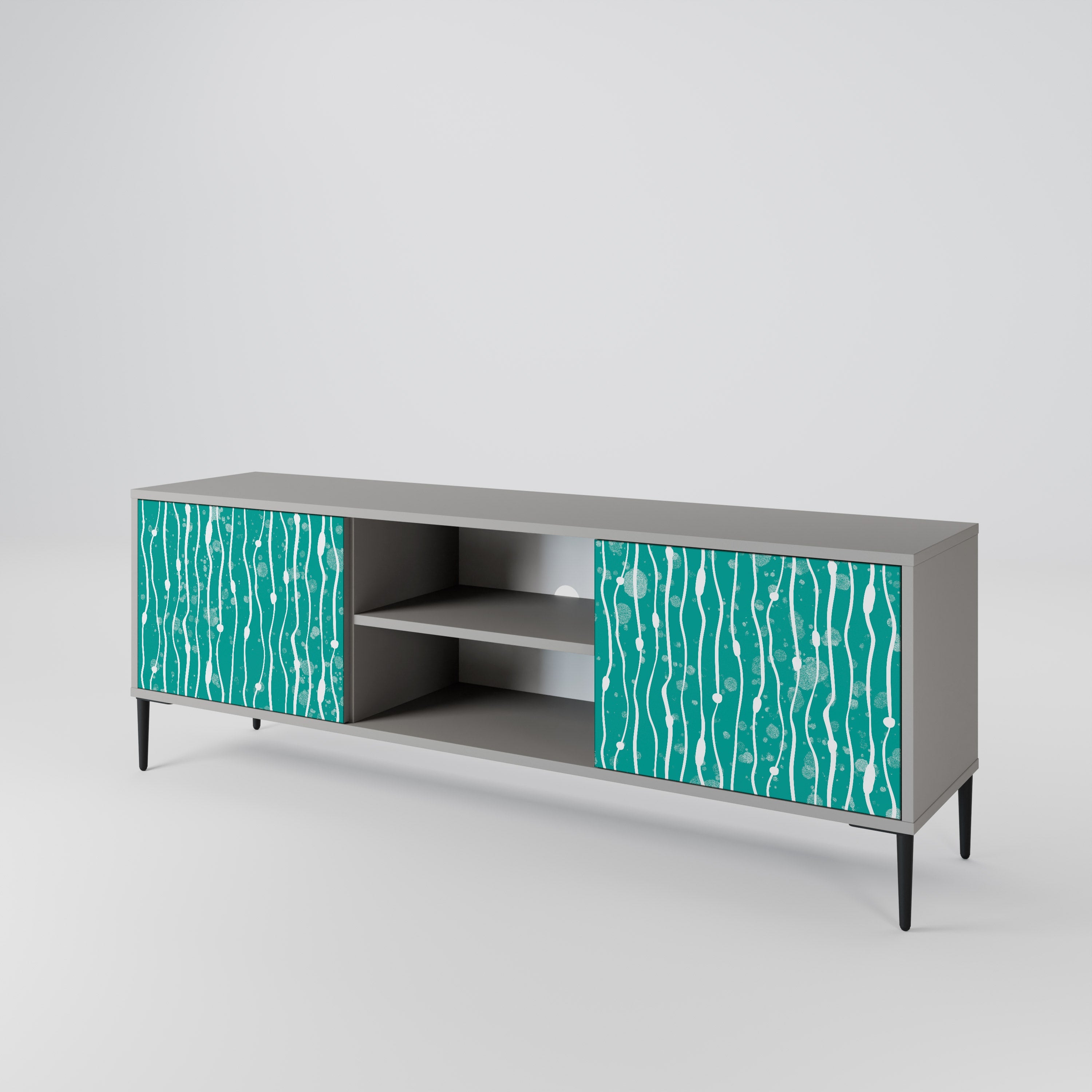TURQUOISE RAIN 2-Door TV Stand in Grey Finish