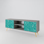 TURQUOISE RAIN 2-Door TV Stand in Grey Finish