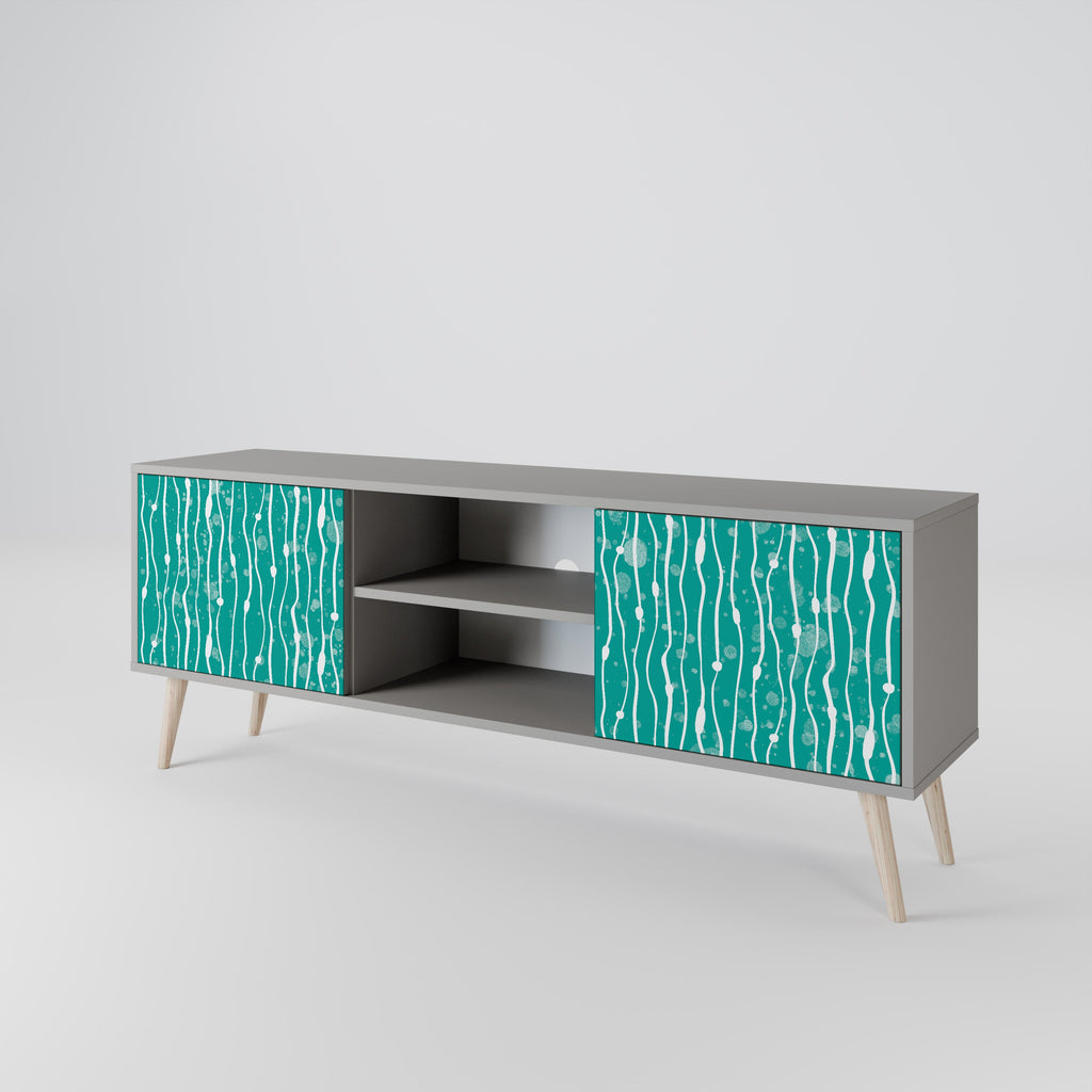 TURQUOISE RAIN 2-Door TV Stand in Grey Finish