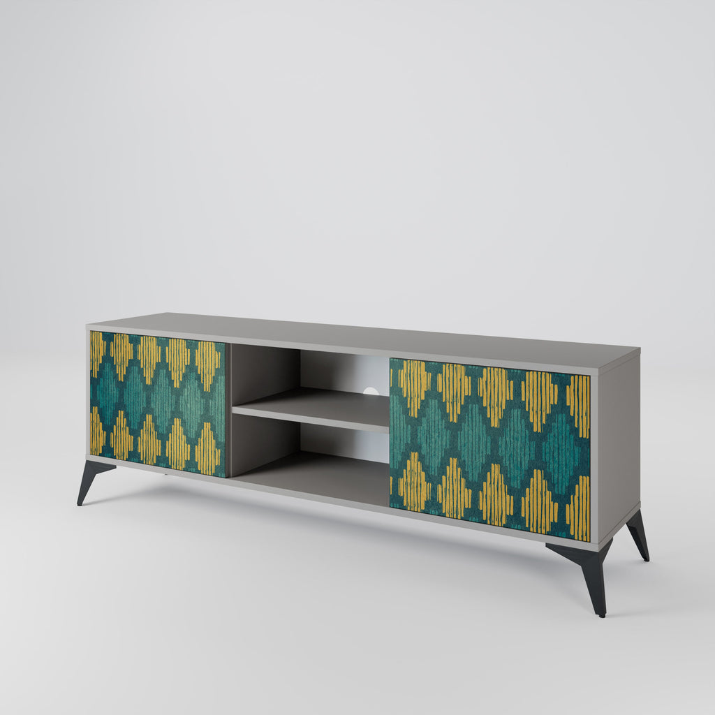 POLYGONS 2-Door TV Stand in Grey Finish