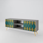 POLYGONS 2-Door TV Stand in Grey Finish