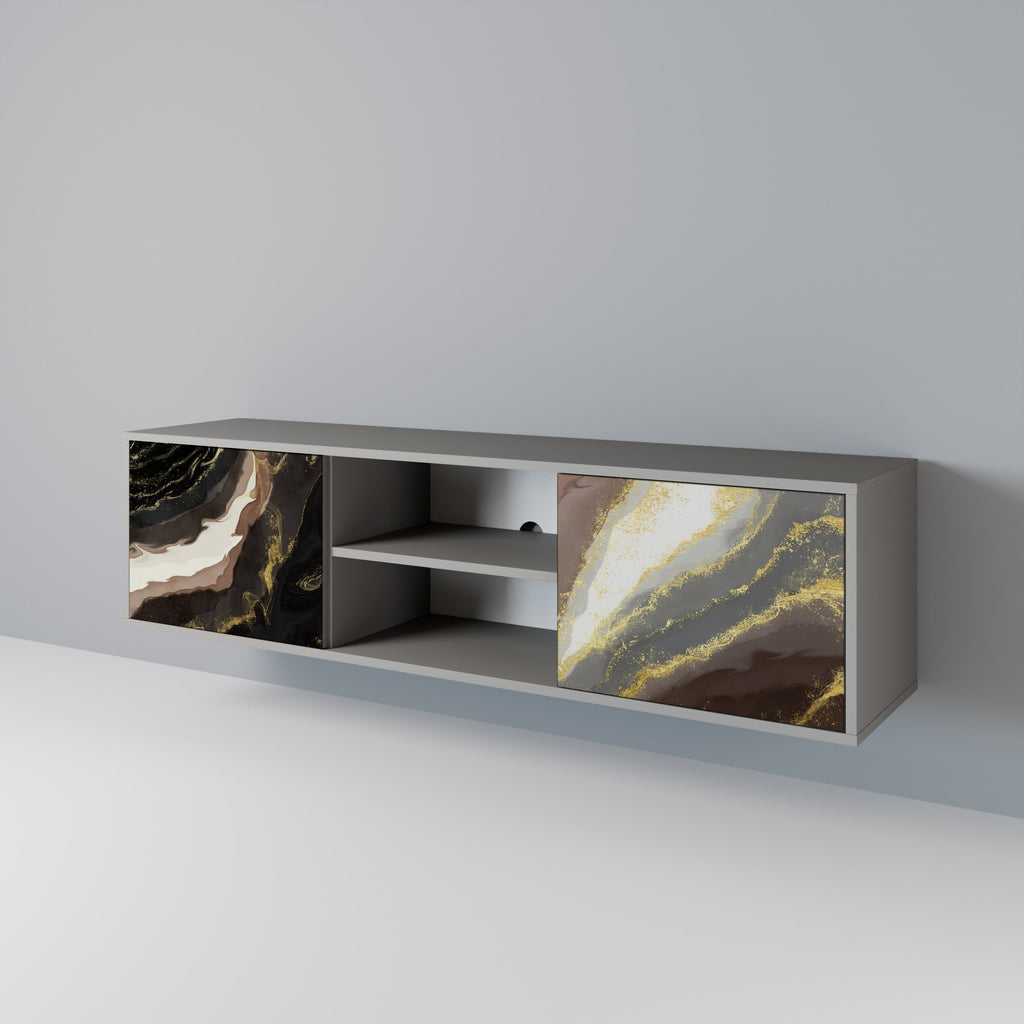 GOLD DUST 2-Door TV Stand in Grey Finish