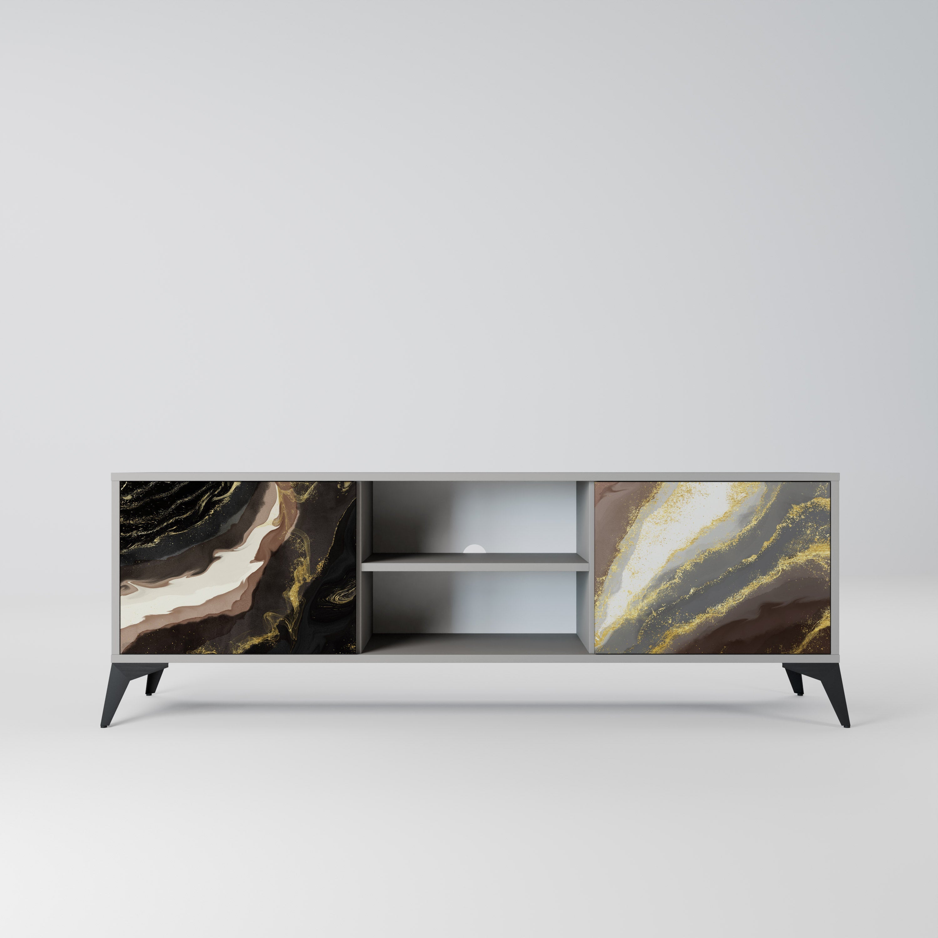 GOLD DUST 2-Door TV Stand in Grey Finish