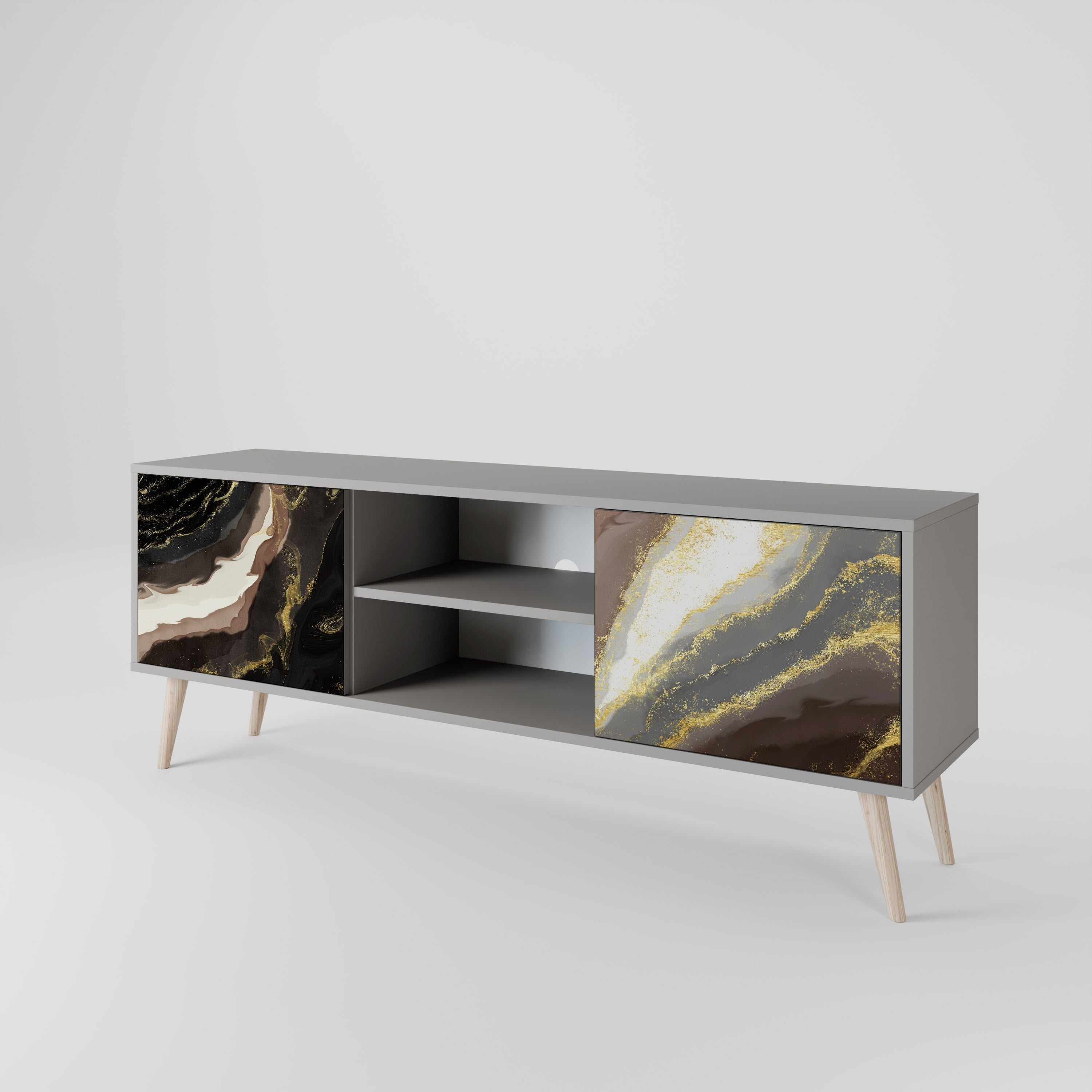 GOLD DUST 2-Door TV Stand in Grey Finish