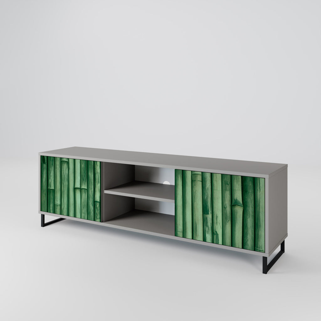 NATURAL GREEN 2-Door TV Stand in Grey Finish