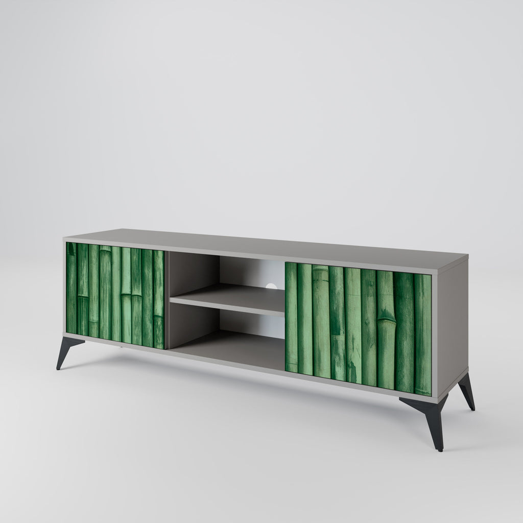 NATURAL GREEN 2-Door TV Stand in Grey Finish