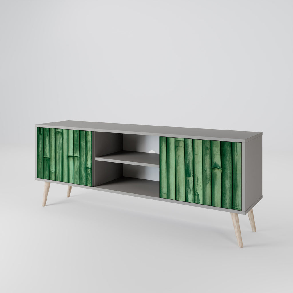 NATURAL GREEN 2-Door TV Stand in Grey Finish