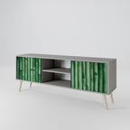 NATURAL GREEN 2-Door TV Stand in Grey Finish