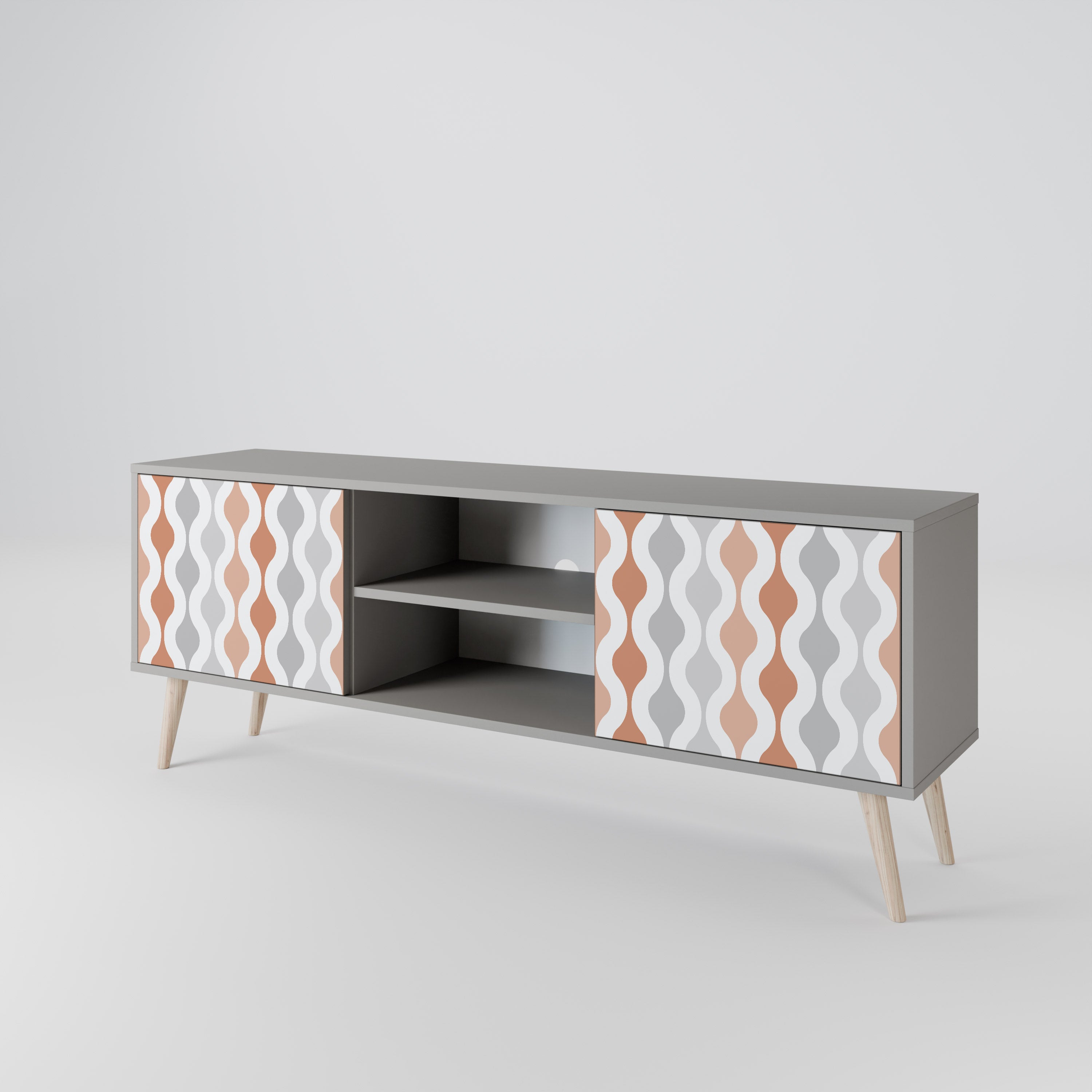HAZY NOSTALGIA 2-Door TV Stand in Grey Finish