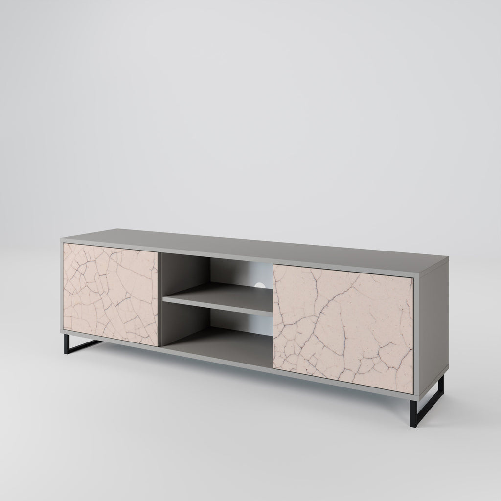 CERAMIC TEXTURE 2-Door TV Stand in Grey Finish