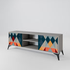 CRACKED ILLUSION 2-Door TV Stand in Grey Finish