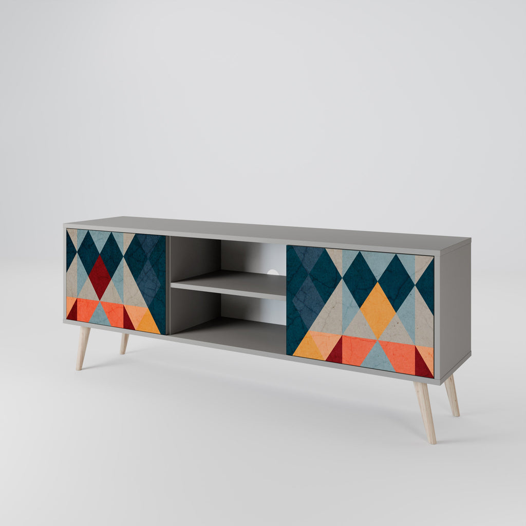 CRACKED ILLUSION 2-Door TV Stand in Grey Finish