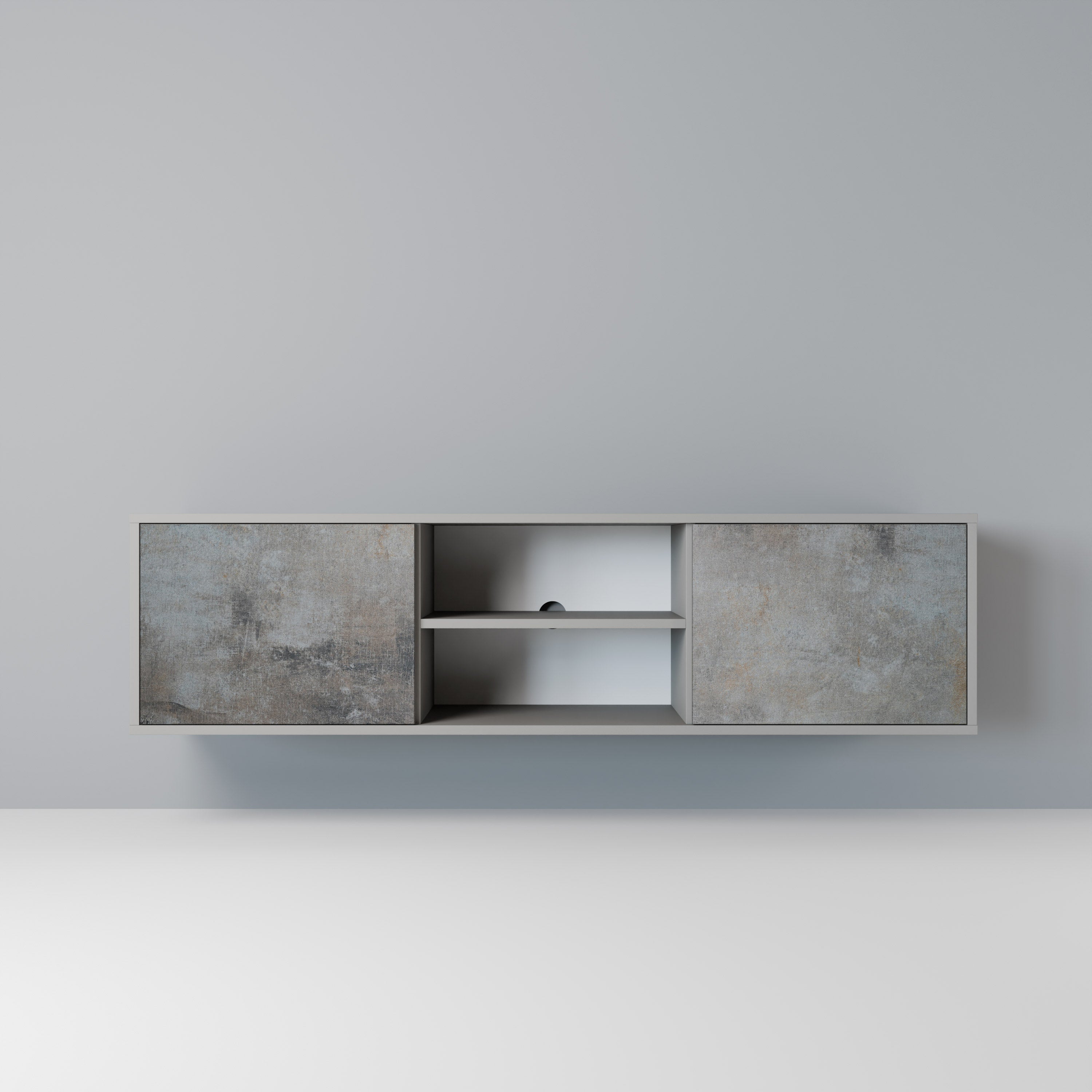 CONCRETE WALL 2-Door TV Stand in Grey Finish