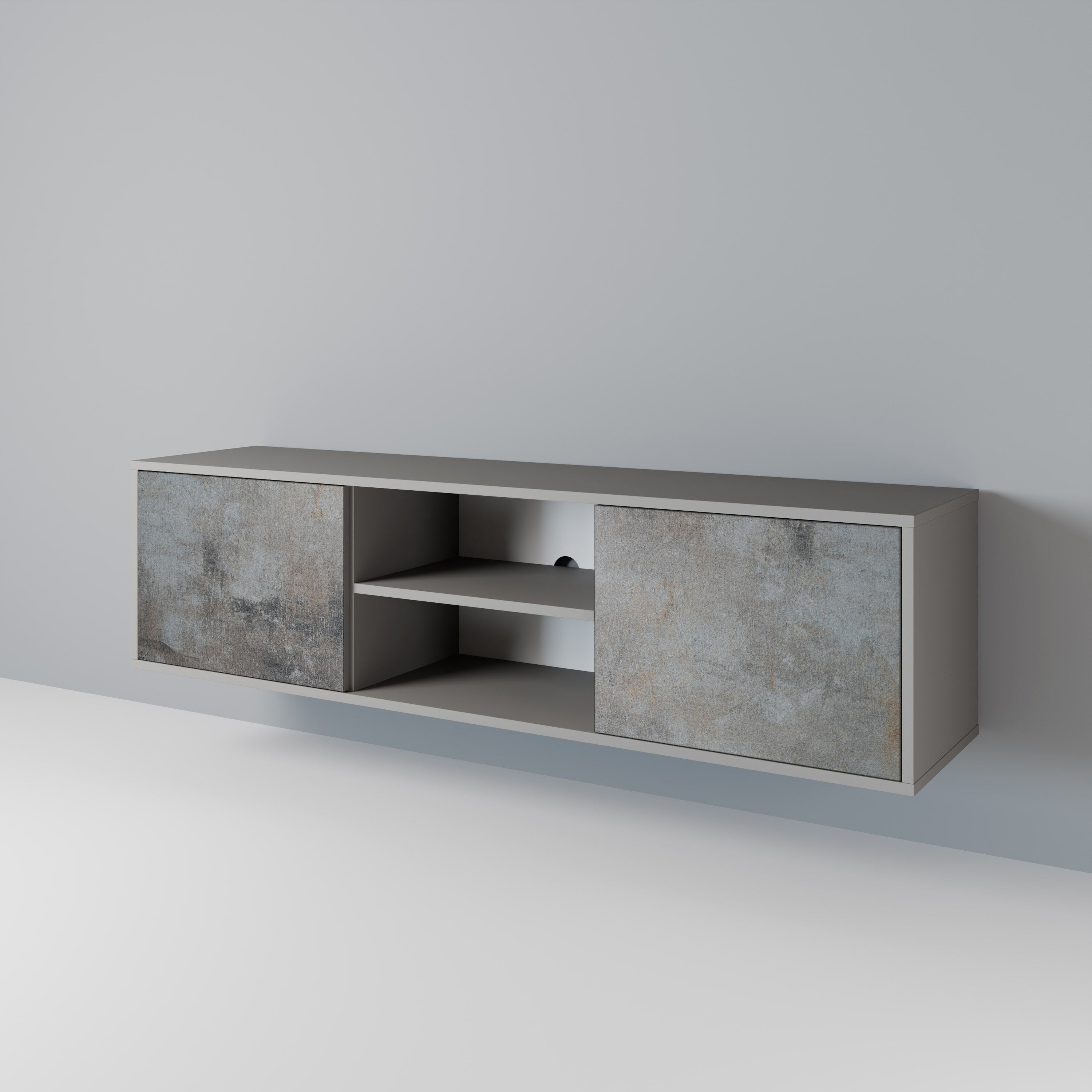 CONCRETE WALL 2-Door TV Stand in Grey Finish