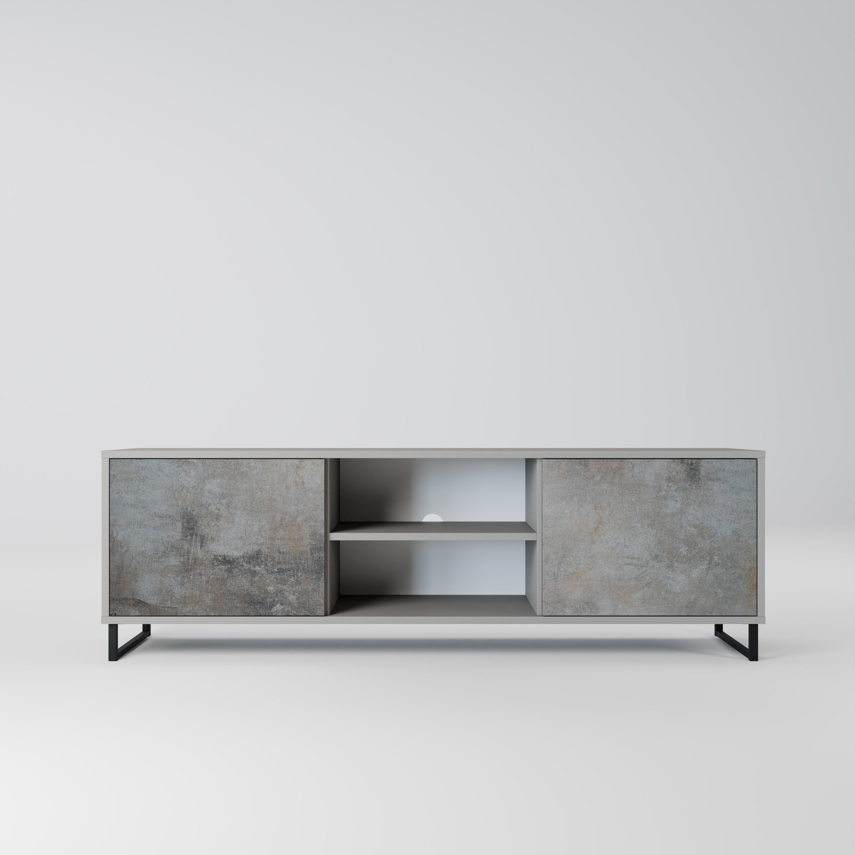 CONCRETE WALL 2-Door TV Stand in Grey Finish