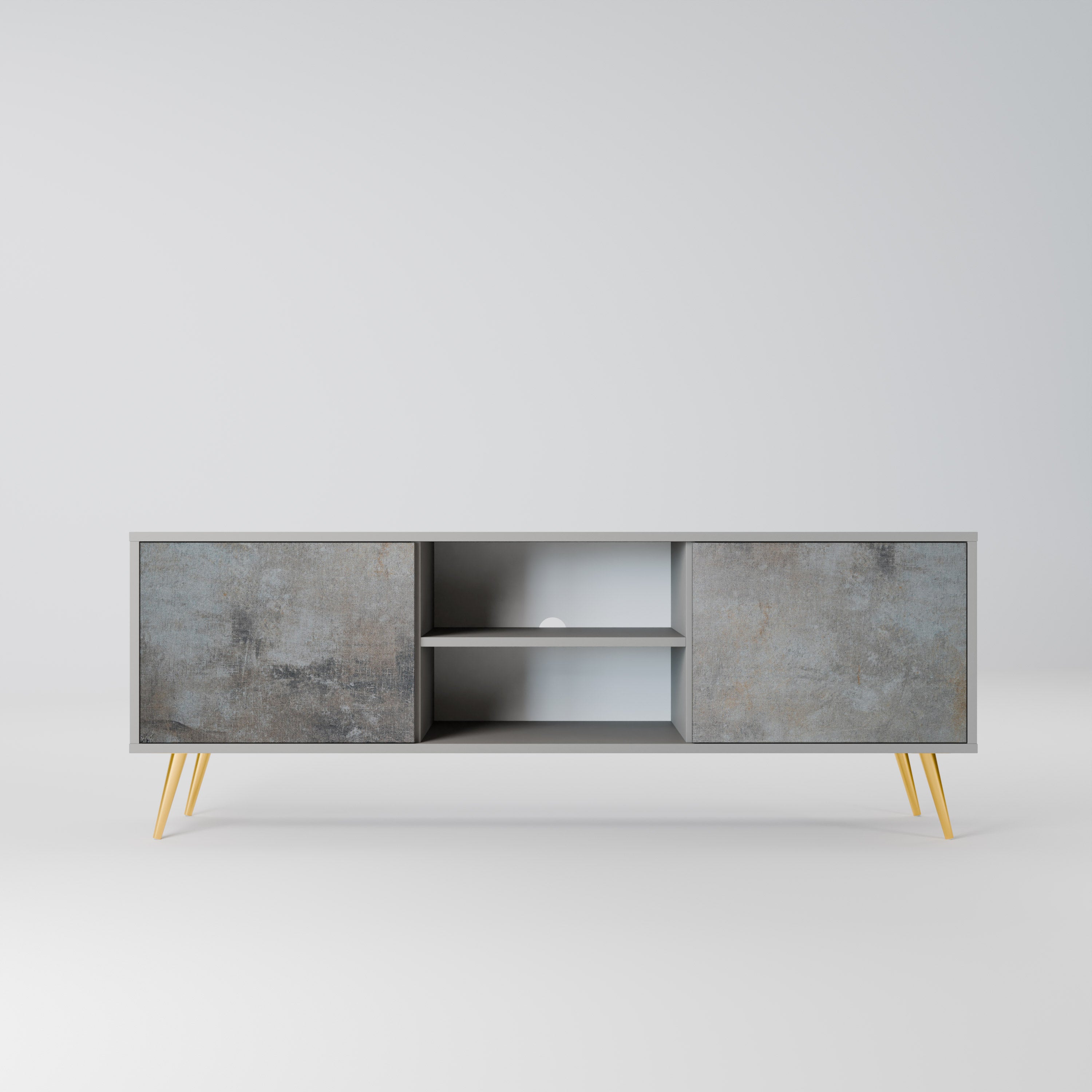 CONCRETE WALL 2-Door TV Stand in Grey Finish