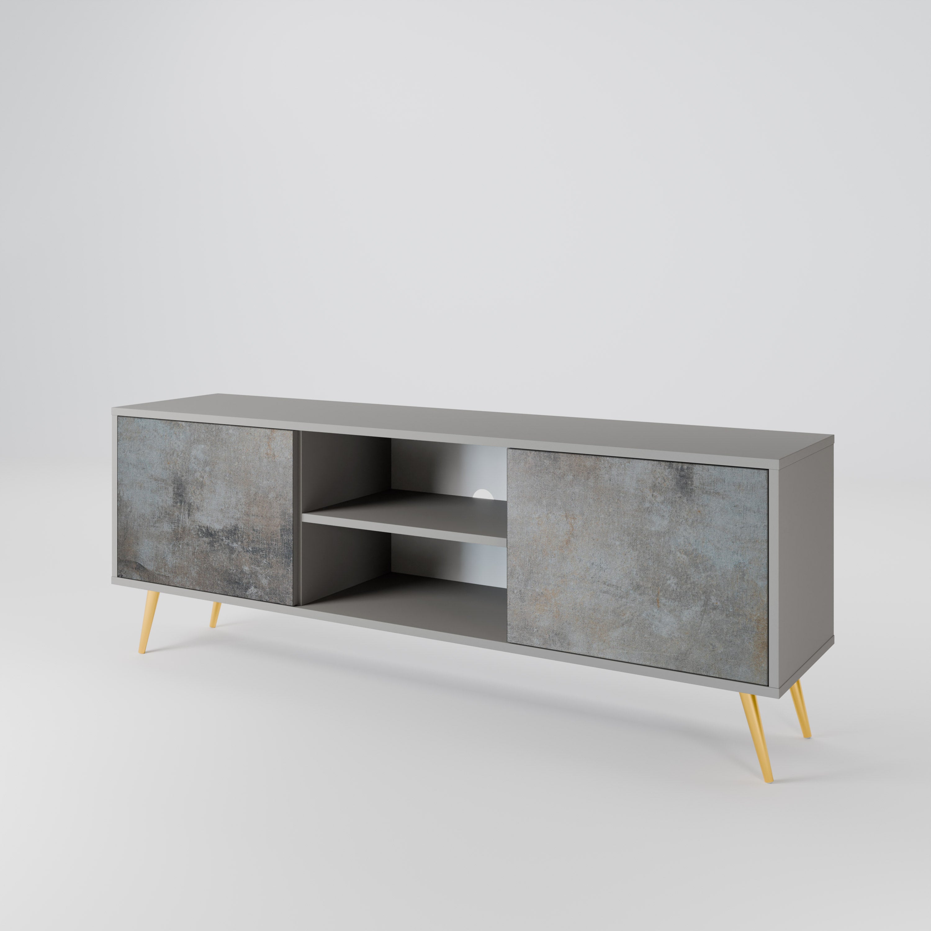 CONCRETE WALL 2-Door TV Stand in Grey Finish