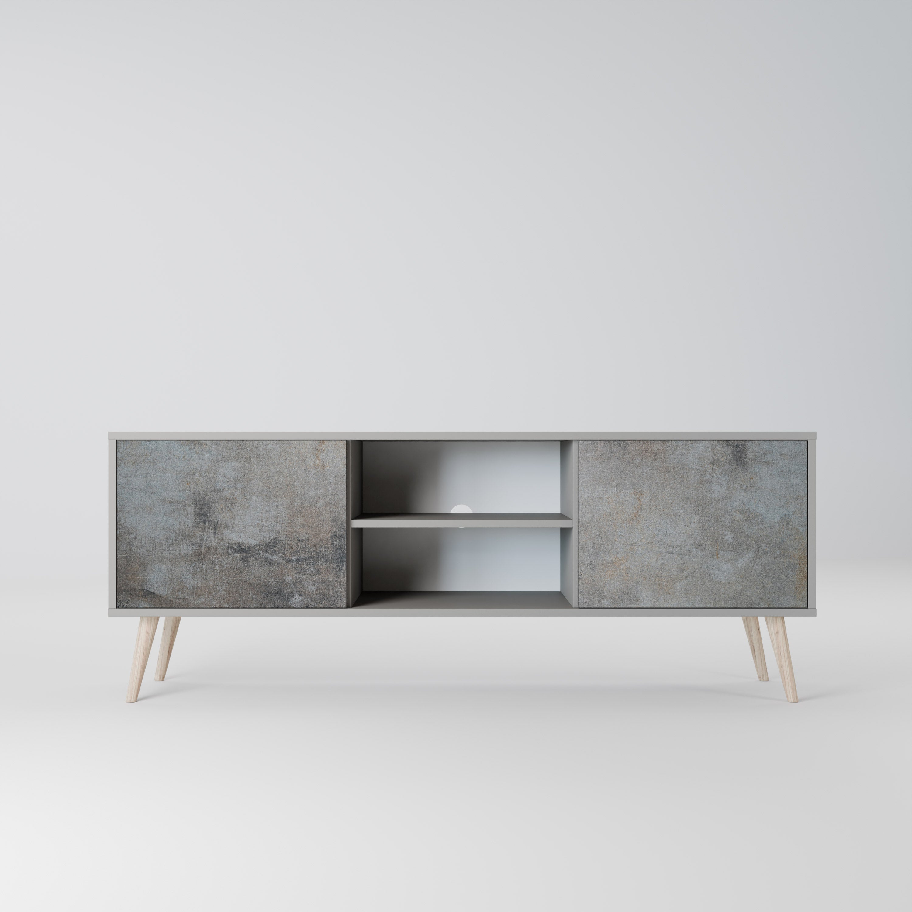 CONCRETE WALL 2-Door TV Stand in Grey Finish