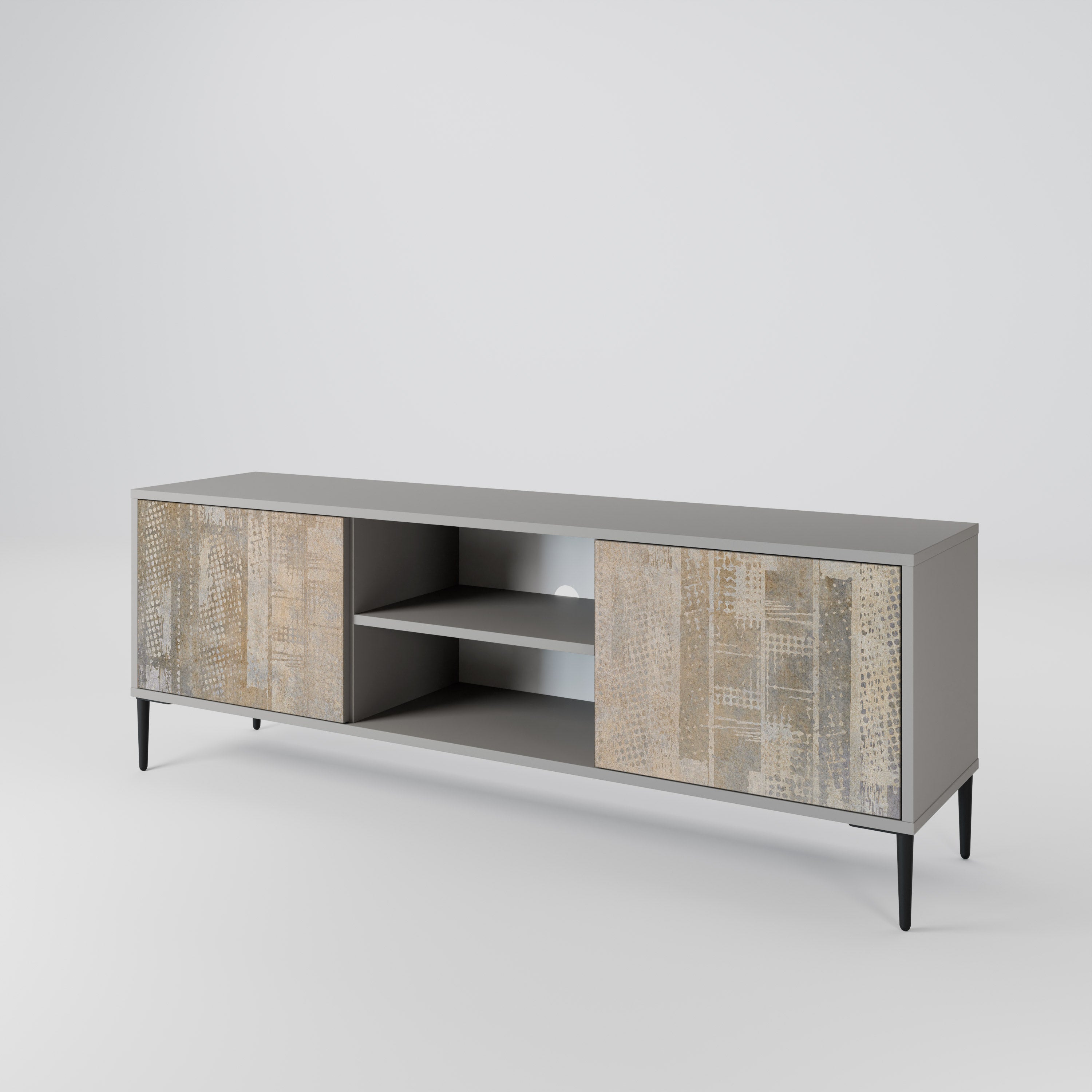 SCREEN ERROR 2-Door TV Stand in Grey Finish