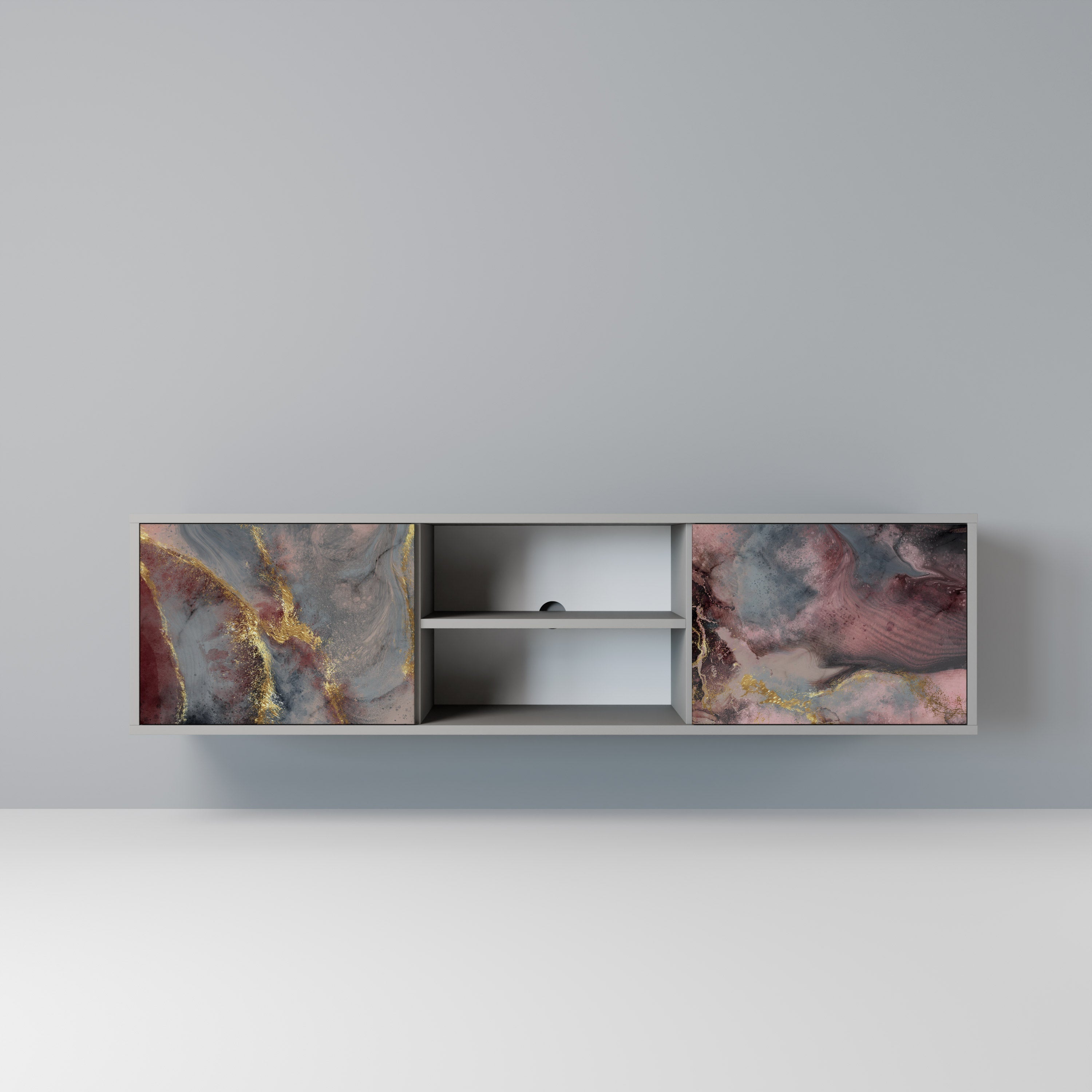 GOLDEN TIDES 2-Door TV Stand in Grey Finish