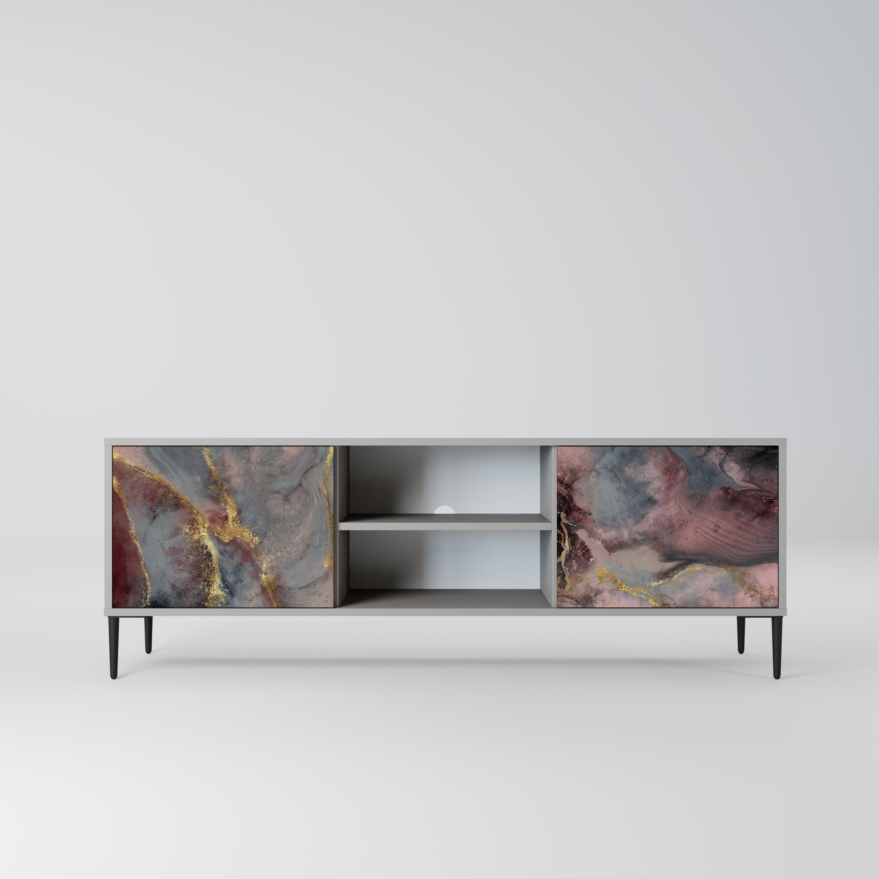 GOLDEN TIDES 2-Door TV Stand in Grey Finish