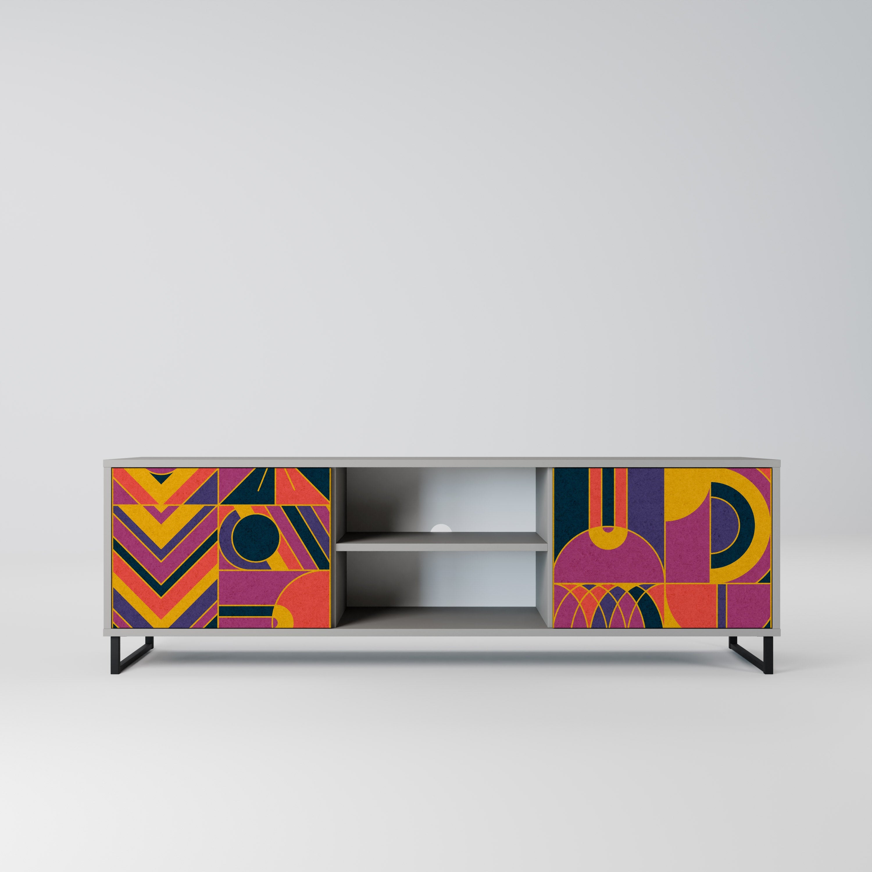 ELECTRIC PATTERNS 2-Door TV Stand in Grey Finish
