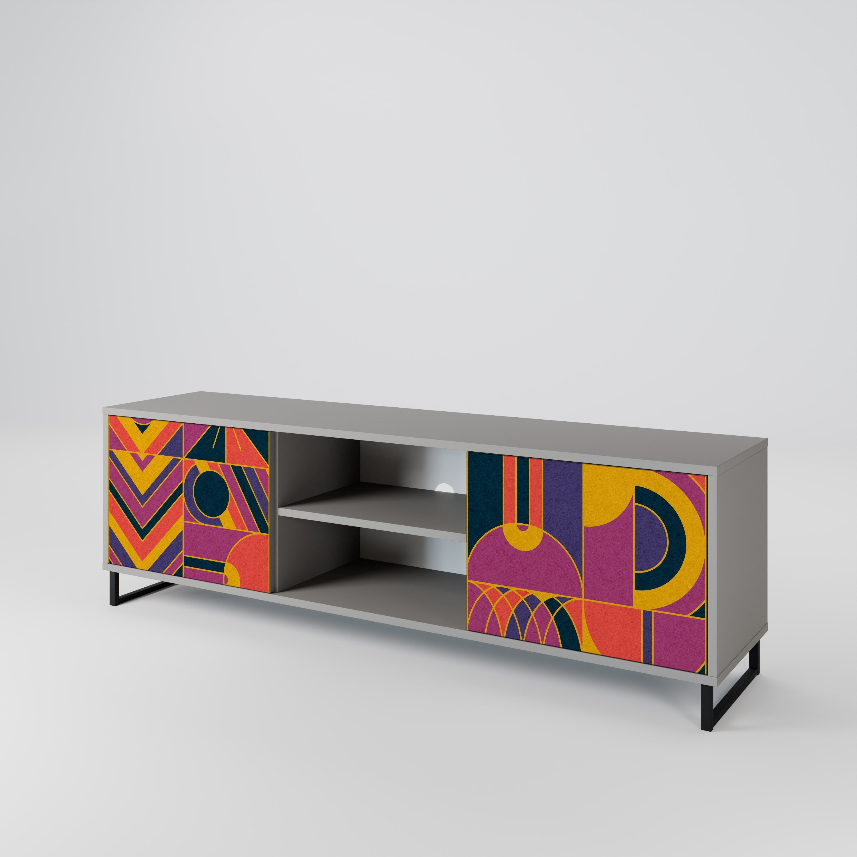 ELECTRIC PATTERNS 2-Door TV Stand in Grey Finish