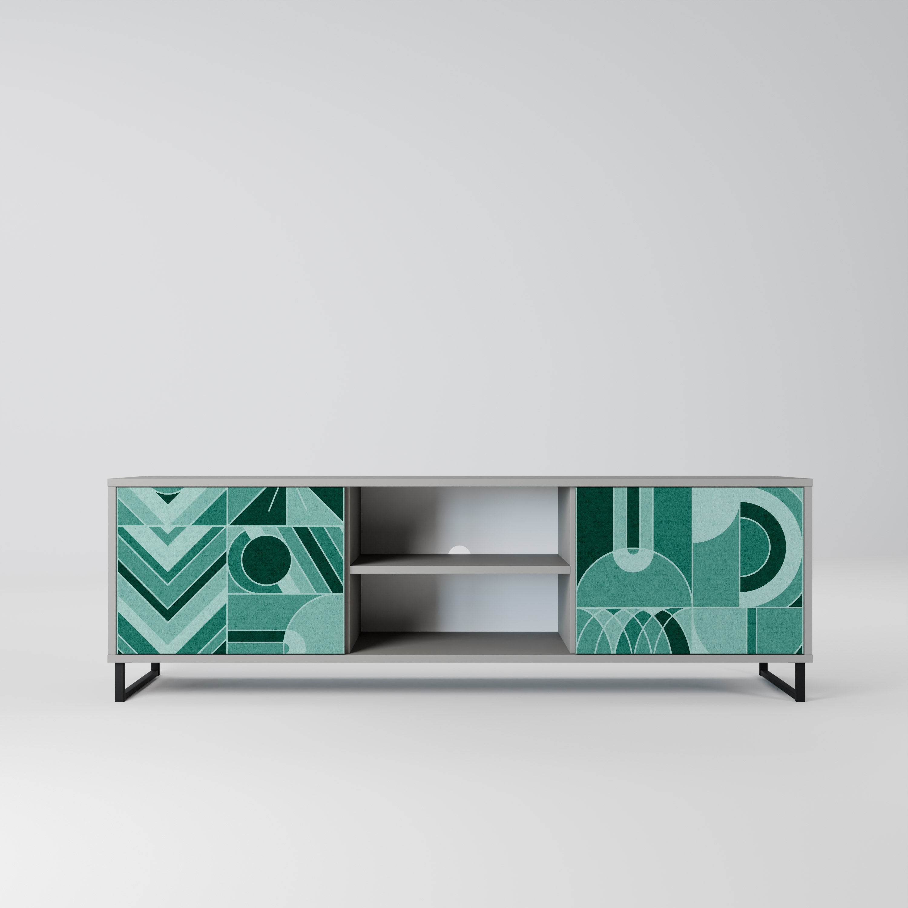 HARMONIC GRID 2-Door TV Stand in Grey Finish