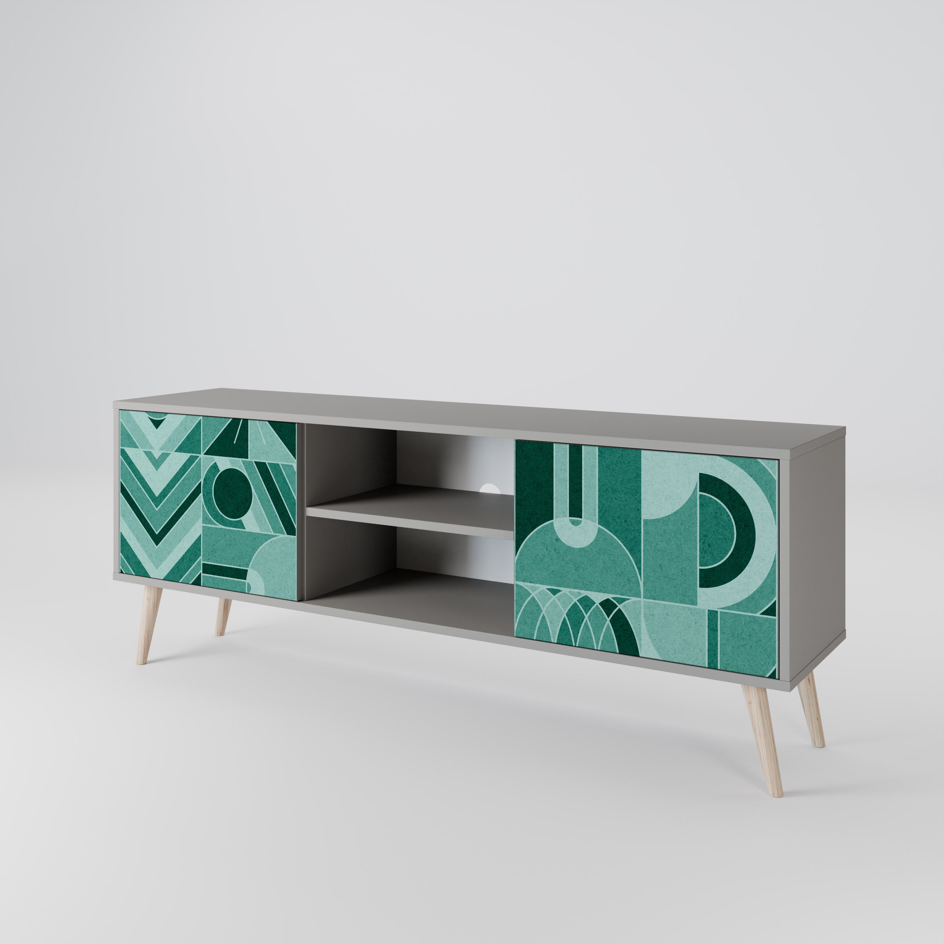 HARMONIC GRID 2-Door TV Stand in Grey Finish